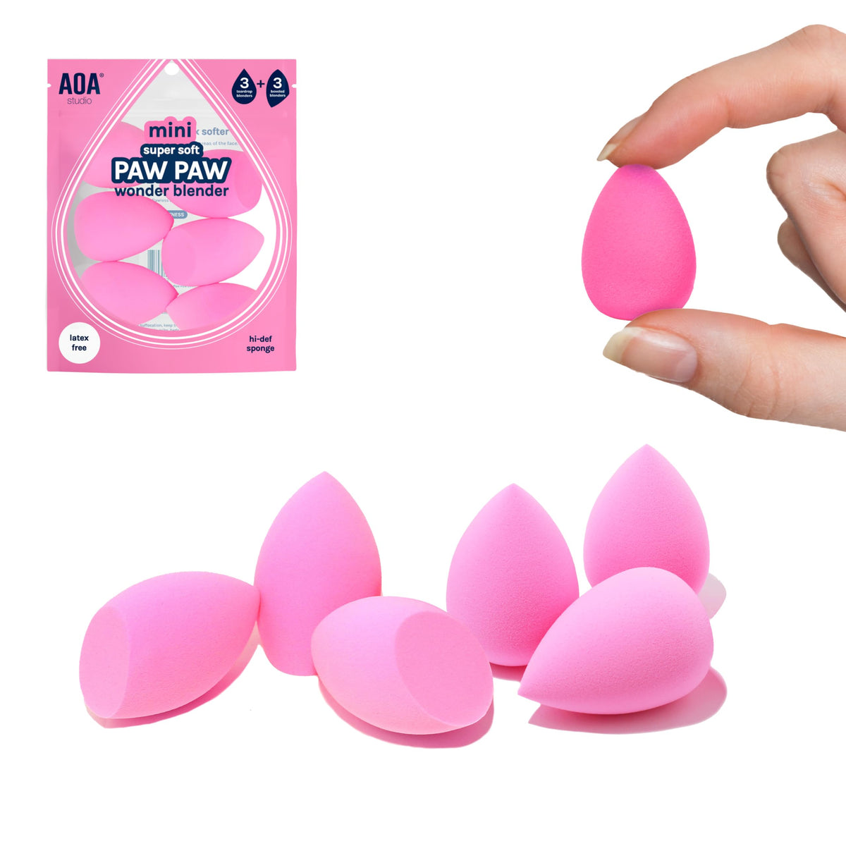 AOA STUDIO Collection MiNi Makeup Sponge Set Blender Latex Free and High-definition of 6 For Powder Cream Liquid, Super Soft Wonder Beauty Cosmetic 3