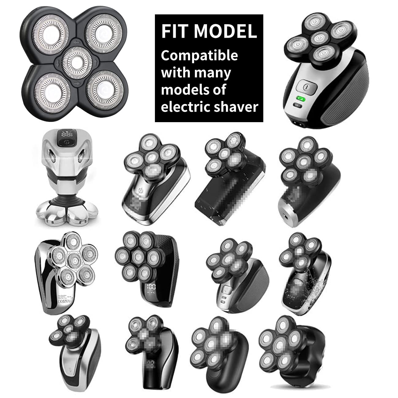 HONTEC 5 Blades Electric Shaver Replacement Heads Universal Blade for Razor (5D Black) Beauty and Personal Care HONTEC
