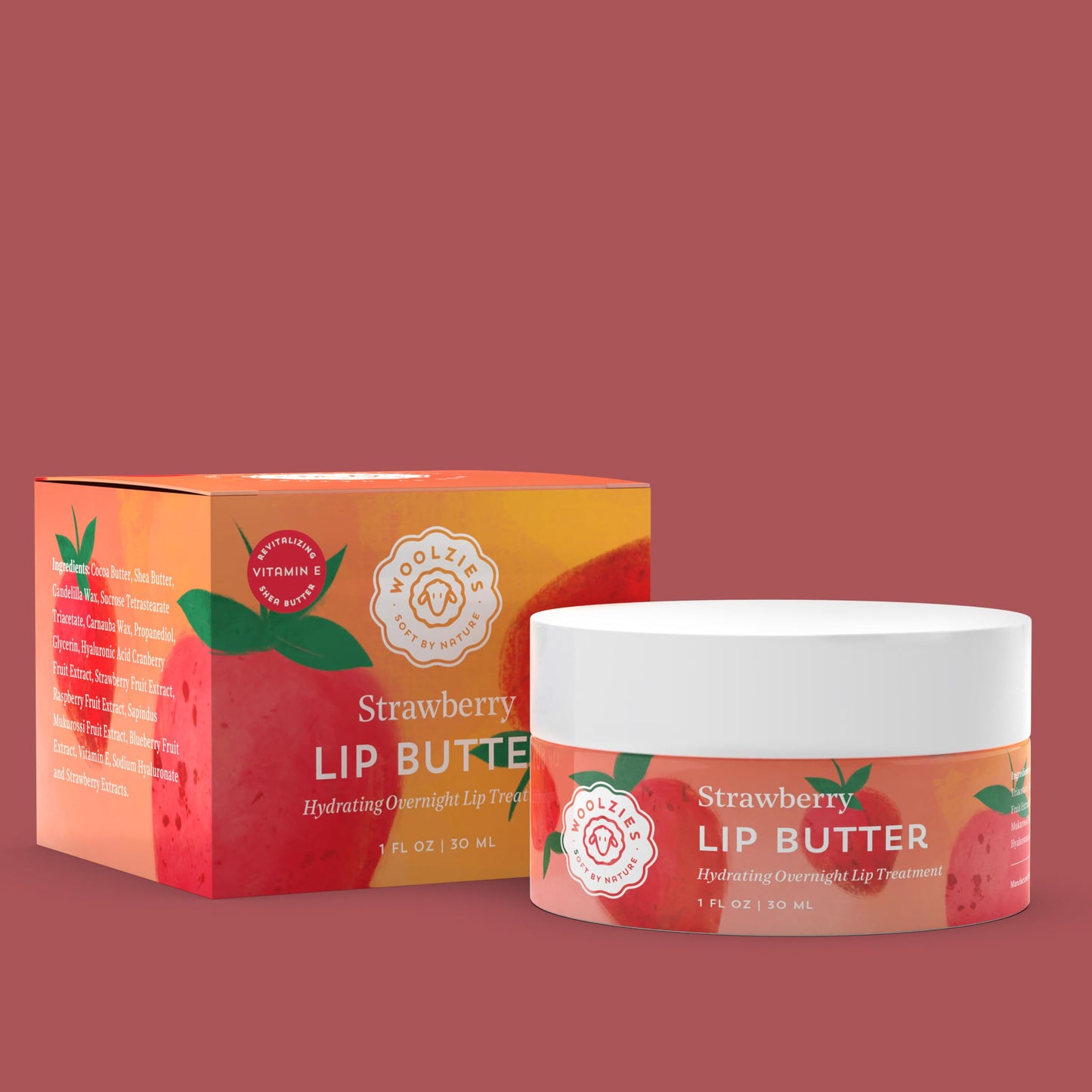 Hydrating Lip Mask with Hyaluronic Acid - Overnight Treatment for Soft, Smooth Lips - Shea Butter, Vitamin E & Natural Oils - 1 oz Jar (1 Ounce Beauty and Personal Care Woolzies