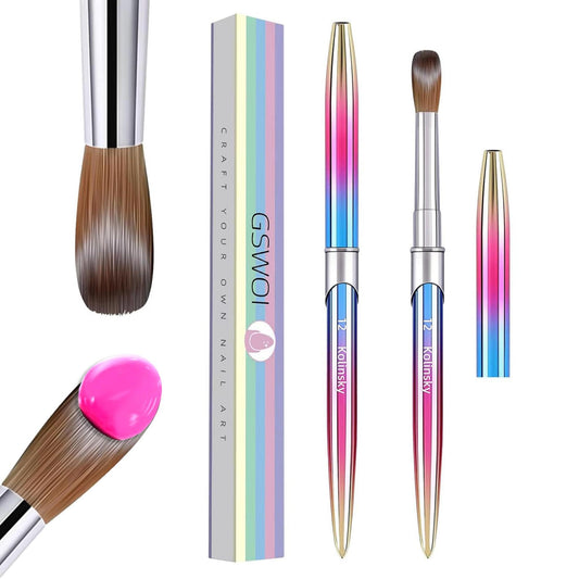 100% Kolinsky Acrylic Nail Brush,3D Pure Handmade Round Shape Size 12 Nail Brushes for Acrylic Application, Professional Nail Art Brush Manicure Beauty & Personal Care GSWOI