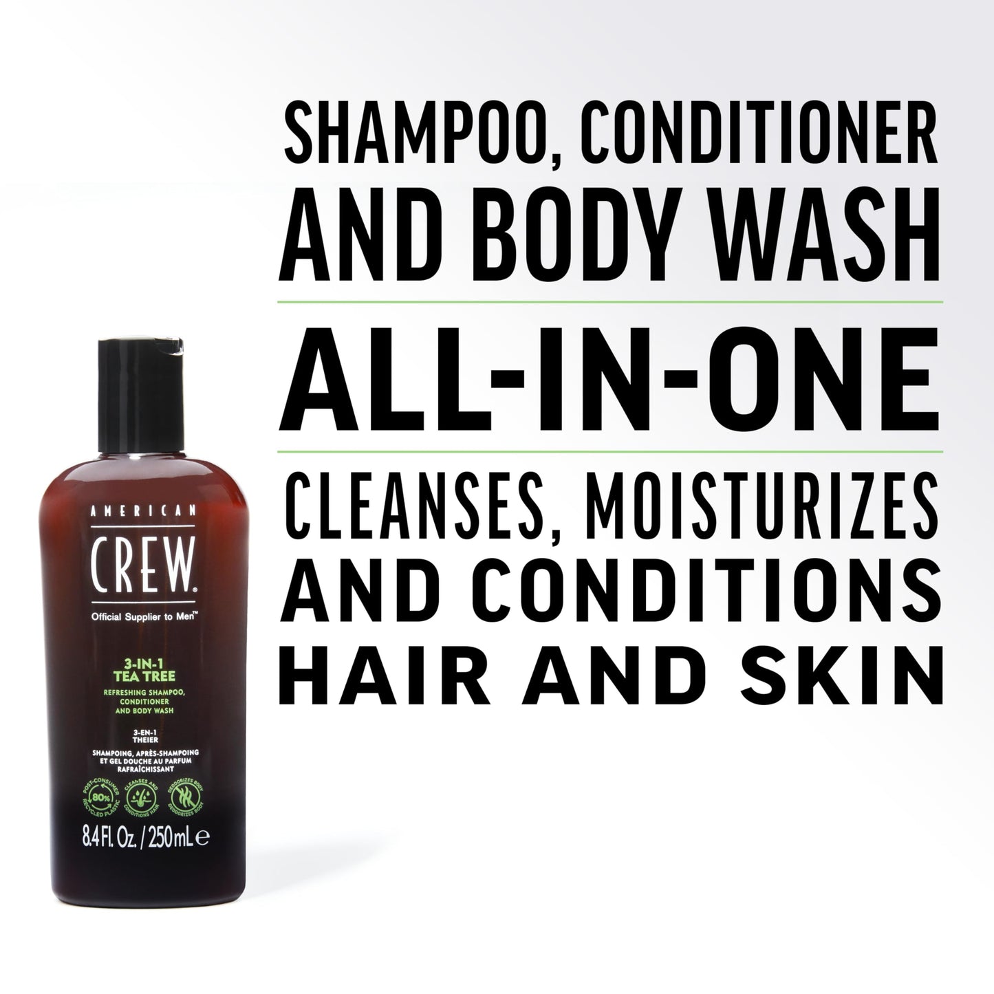 American Crew Shampoo, Conditioner & Body Wash for Men, 3-in-1, Tea Tree Scent, 15.2 Fl Oz Beauty & Personal Care AMERICAN CREW