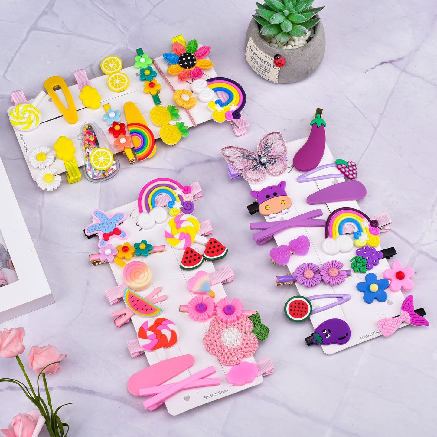 42 Pieces Baby Hair Clips, Hair Pin, Barrettes for Girls, Toddler Girls Hair Accessories, Kids Hair Clips for Styling, Flower Rainbow Candy Fruits Beauty & Personal Care SKYNEO