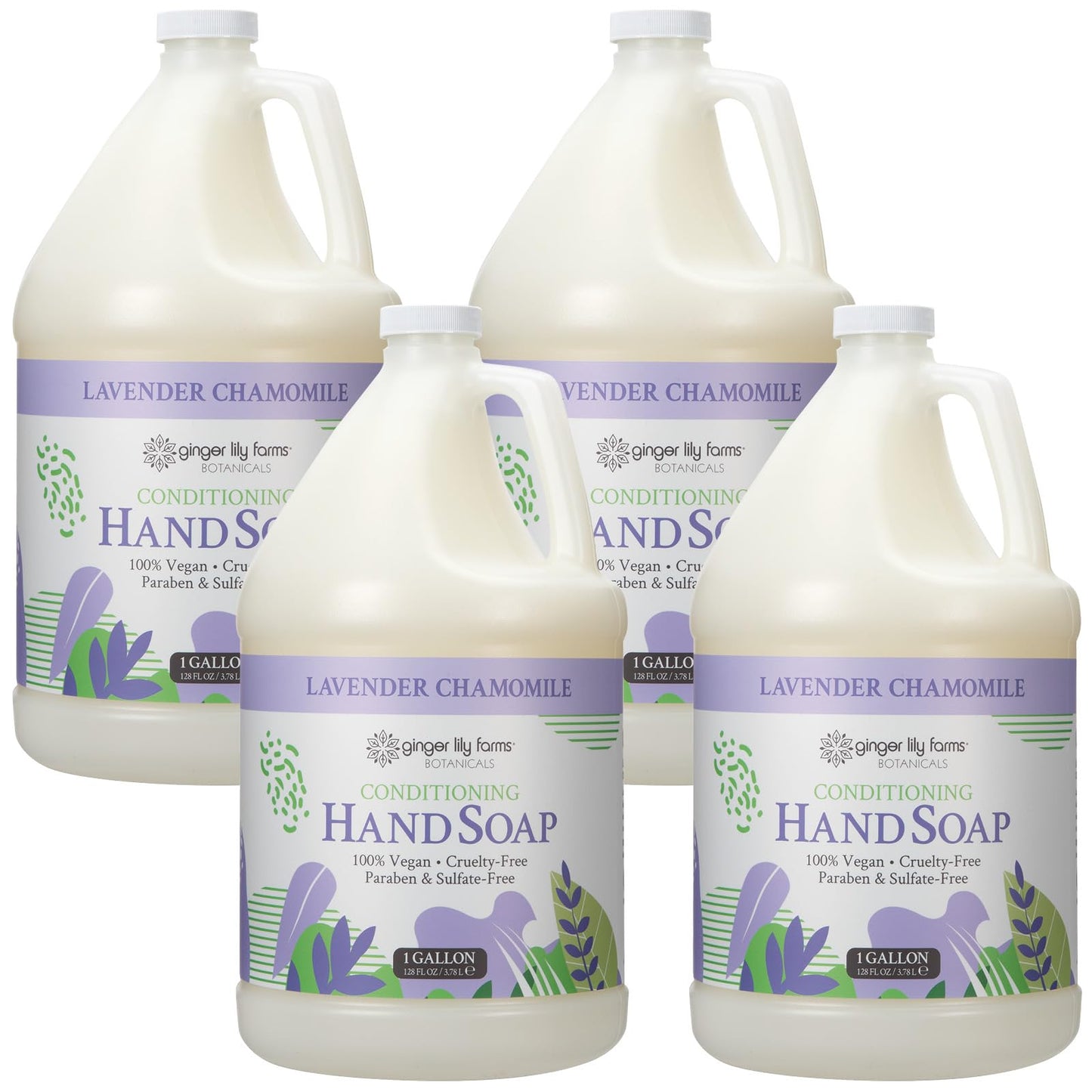 Ginger Lily Farms Botanicals Conditioning Liquid Hand Soap Refill, 100% Vegan & Cruelty-Free, Lavender Chamomile Scent, 1 Gallon (Pack of 4) Beauty & Personal Care Ginger Lily Farms