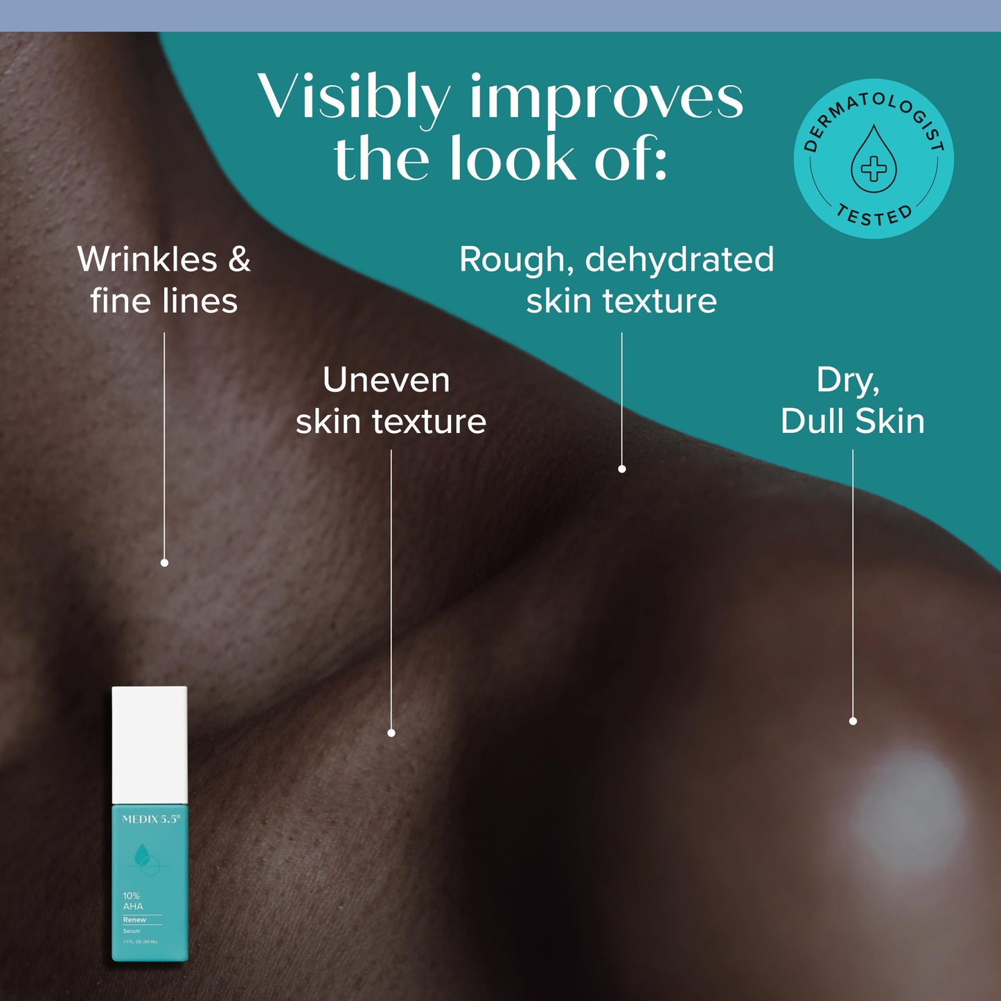MEDIX 10% Glycolic Acid + Lactic Acid Leave-On Exfoliating Skin Care Body Gel | AHA Exfoliant Body & Face Serum Refines + Softens Dry Dead Skin Beauty & Personal Care Medix 5.5