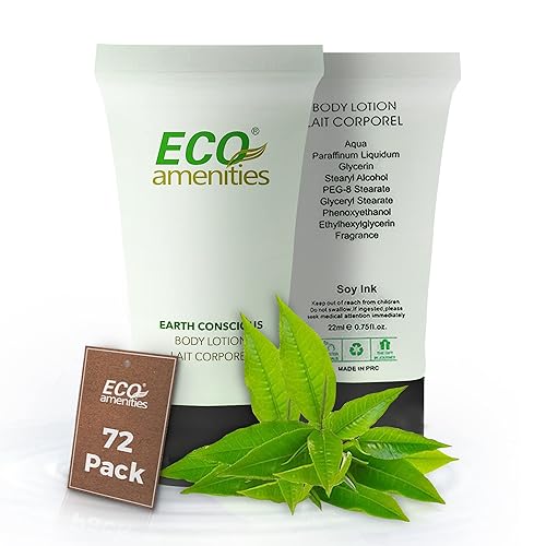ECO amenities Mini Lotion Bulk - 72 Count 0.75 fl oz (22 ml) Tubes - Travel Size Toiletries & Body Lotion Tubes - Green Tea Scent for Hotel Amenity Beauty & Personal Care ECO amenities