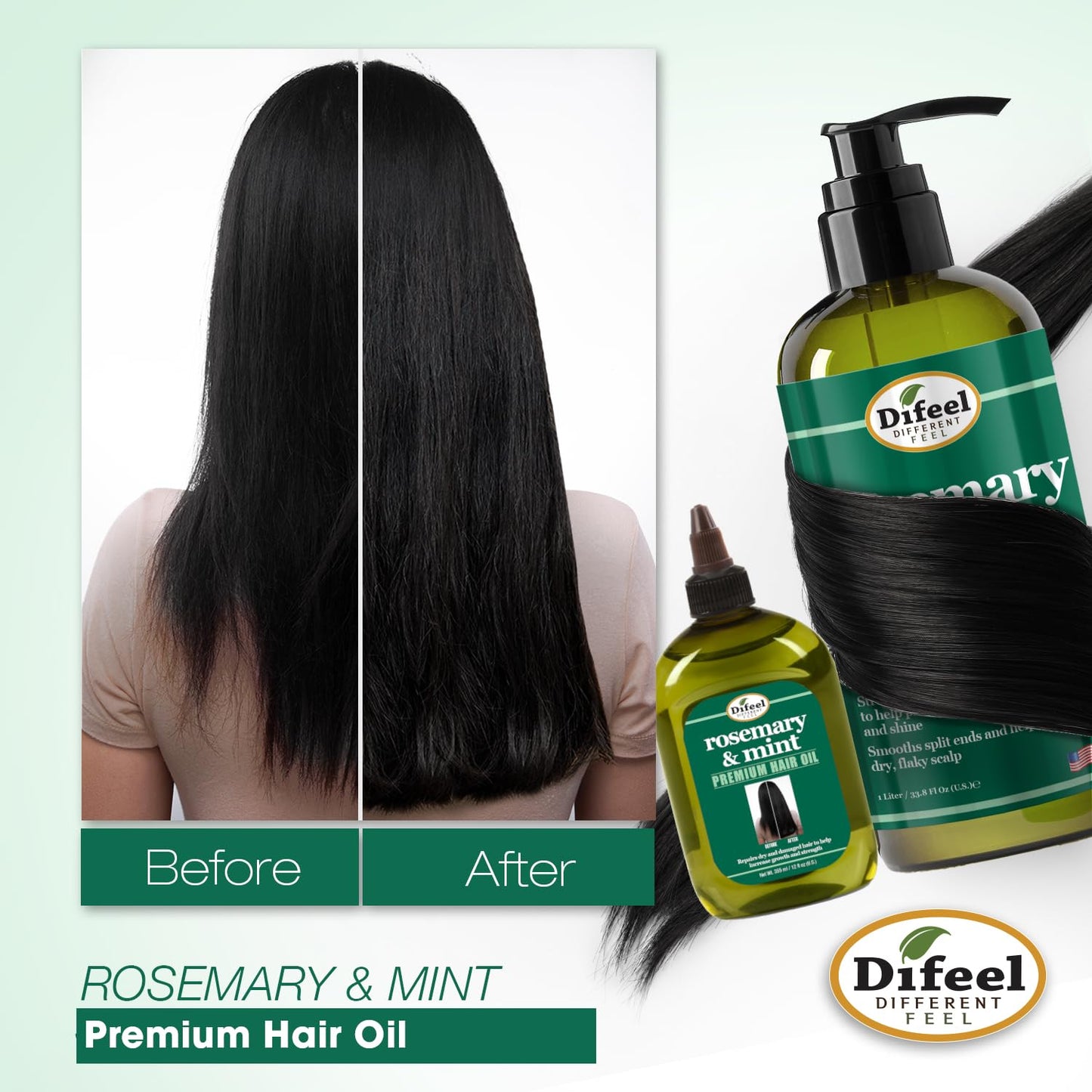 Difeel Rosemary and Mint Premium Hair Oil with Biotin - LARGE 12 oz. - Natural Rosemary Oil for Hair Growth & Biotin Beauty & Personal Care Difeel