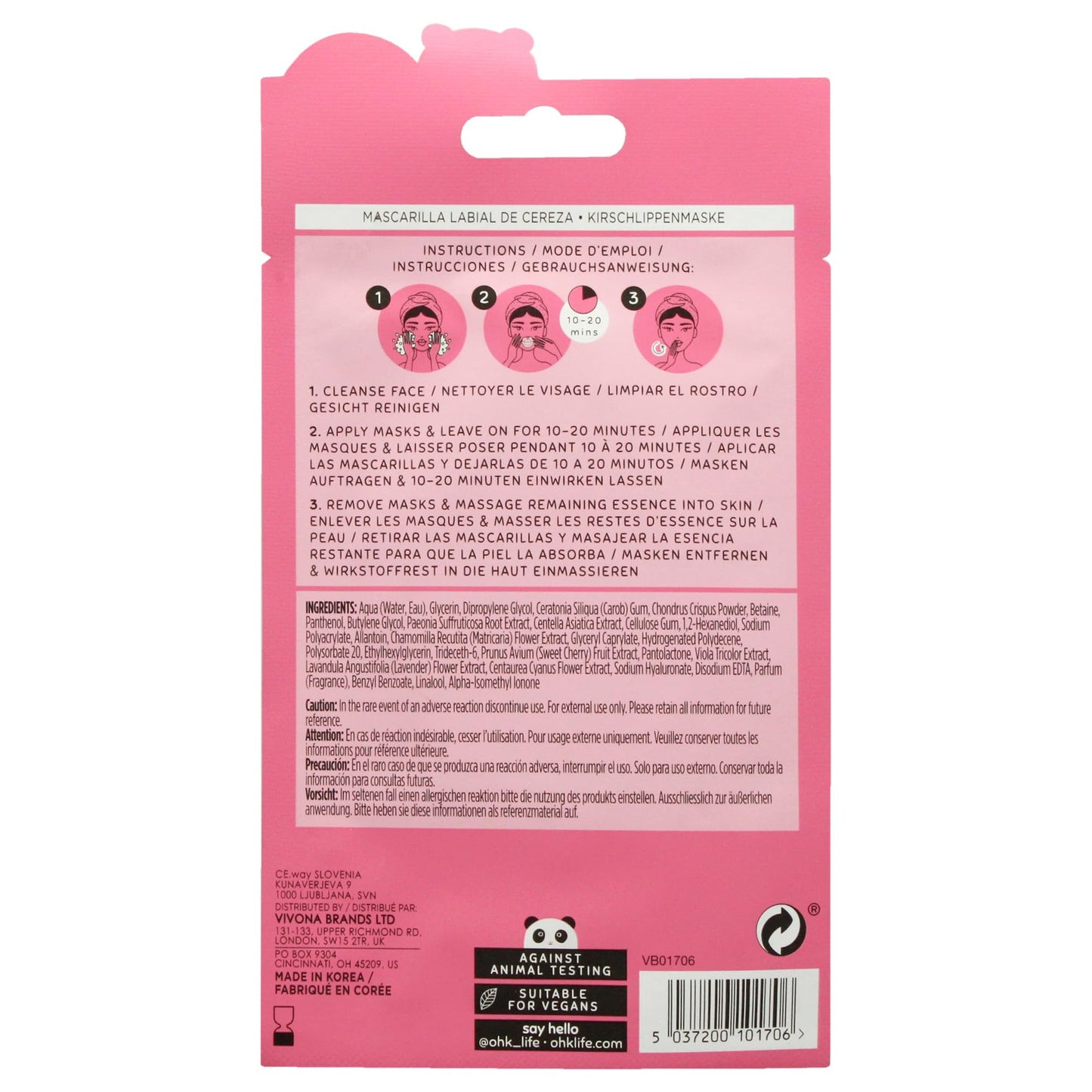 Oh K! Lip Mask - Cherry Gel - Lip Moisturizer for Women and Men - With Cherry Extract - Rich in Hyaluronic Acid, Vitamin B5 - Korean Skin Care - 1 Pc Beauty and Personal Care Oh K!