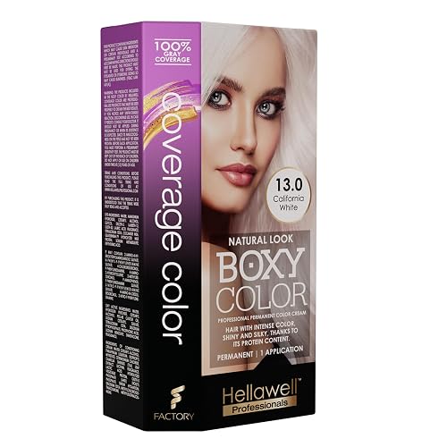 BOXY COLOR Coloring kit professional, permanent color cream hair dye with Vegetal Protein to get Hair with intense color shiny and silky. 100% Gray Beauty & Personal Care HELLAWELL PROFESSIONALS
