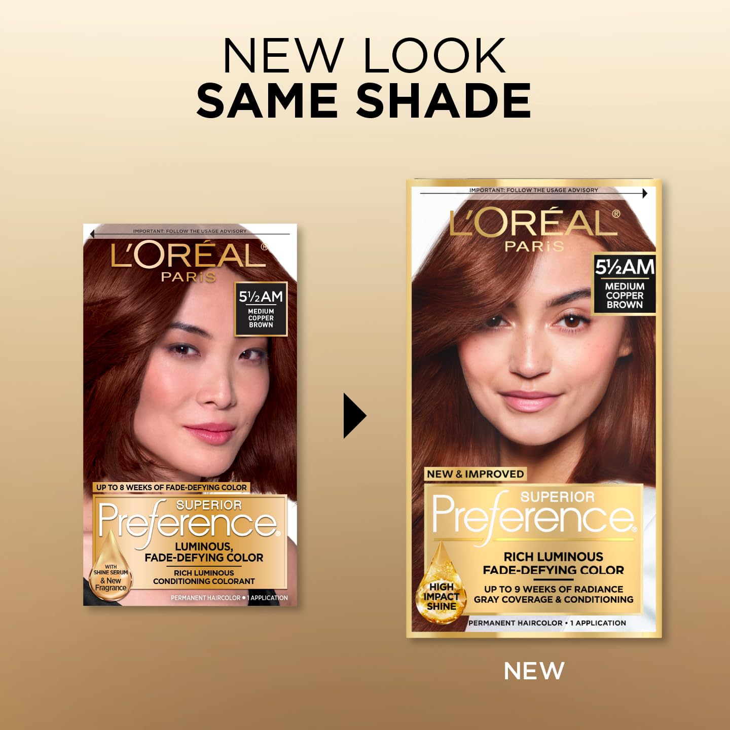 L'Oreal Paris Superior Preference Luminous Fade-Defying Permanent Hair Color, Hair Dye For Up to 9 Weeks of Radiance, Medium Amber Copper Brown 5.5AM Beauty & Personal Care L'Oreal Paris