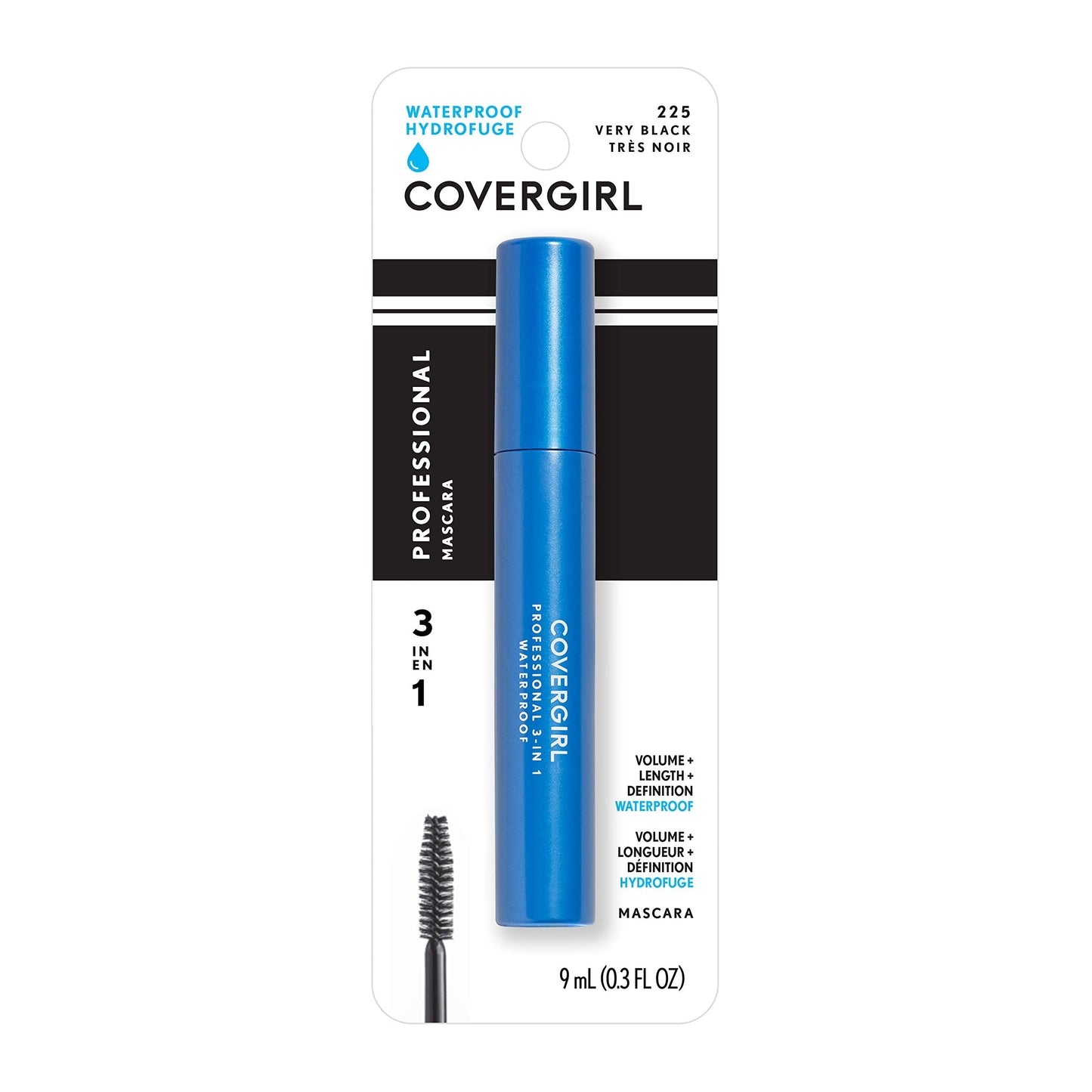 COVERGIRL Professional 3-in-1 Waterproof Mascara, Very Black 225, (Packaging May Vary), 0.3 Fl Oz (Pack of 1) Beauty & Personal Care COVERGIRL