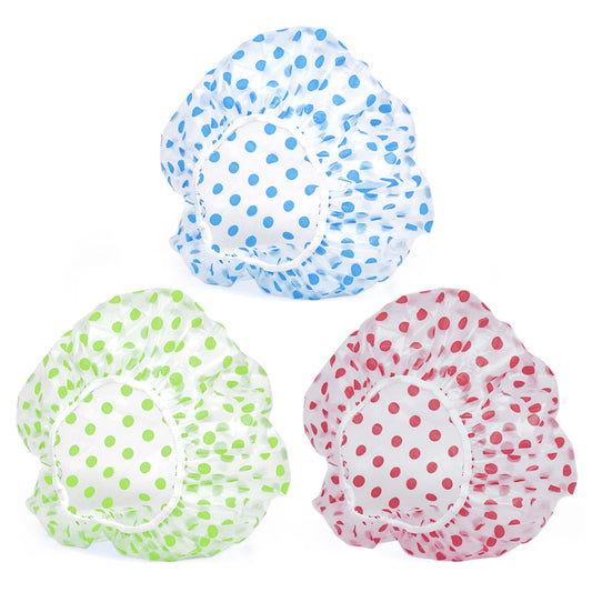 6PCS Shower Caps, Elastic Reusable Waterproof Plastic Shower Cap for Women Ladies Spa Salon (Red+Green+Blue) Beauty and Personal Care Fouews Default Title