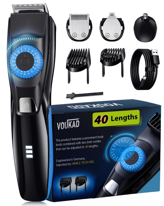 Beard Trimmer for Men, 120-Min Cordless Runtime, 0.5mm Precision Dial (40 Settings) - Constant Power Motor & IPX7 Waterproof Hair Clipper Kit Beauty and Personal Care Voukad