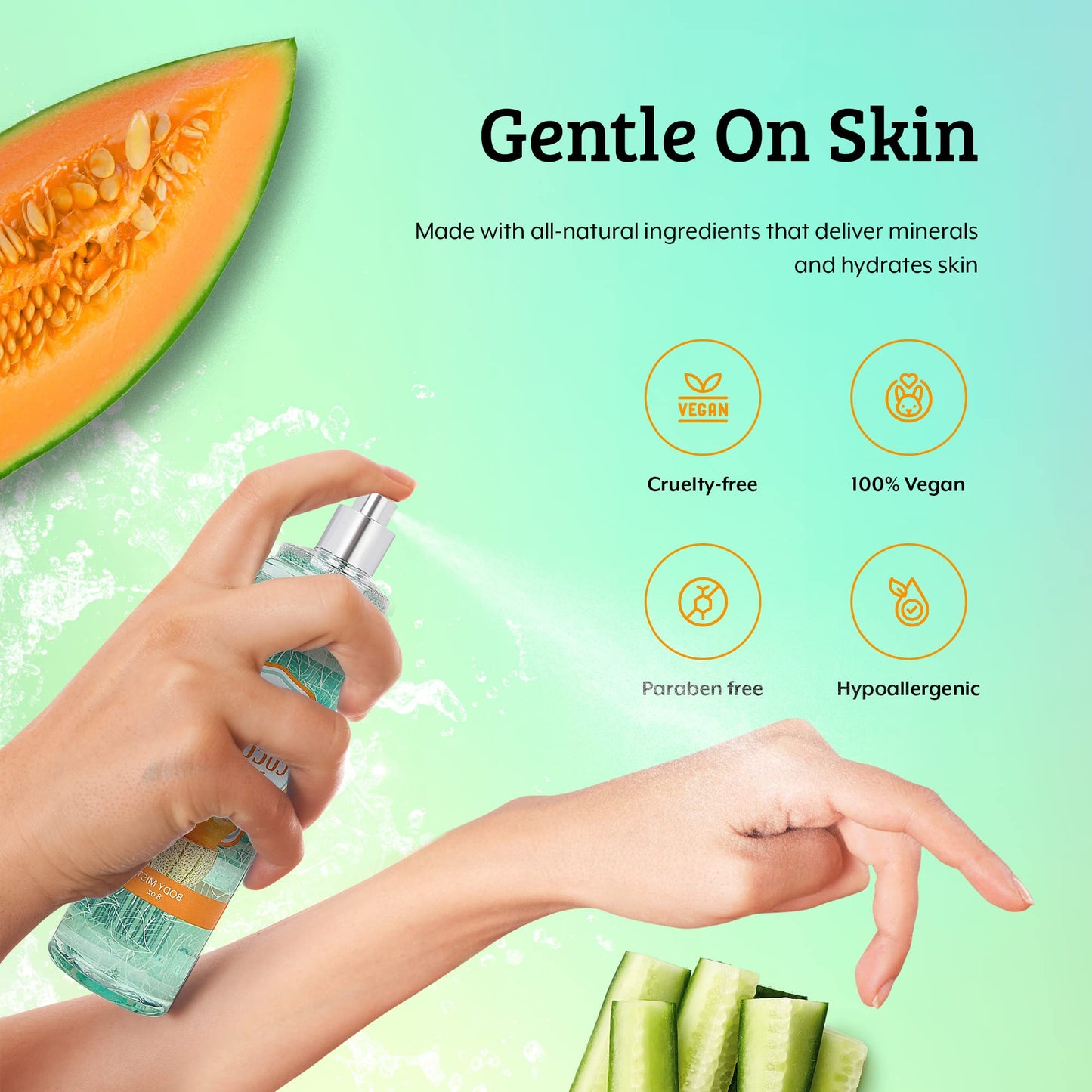 Cucumber Melon Fine Fragrance Body, Womens Perfume Fragrance Body Mist & Sprays, Women's Refreshing Scented Gifts & Presents 8 oz Fine Mist Spray Beauty & Personal Care Freida and Joe