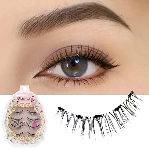 Dorisue Magnetic eyelashes natural look Short lashes Hight Quality face eyelashes Pack of 4 eyelashes pack E3 Magnetic lashes Black Beauty & Personal Care Dorisue