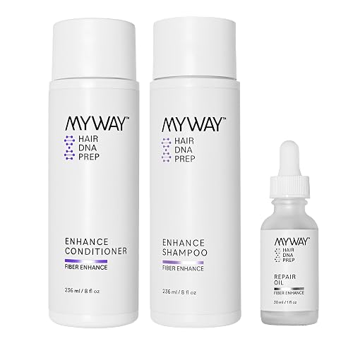 My Way Hair DNA Frizz Control Set - Anti-Frizz Shampoo, Conditioner & Repair Oil Trio for Smooth, Hydrated Hair - Heat Protection, Shine & Damage Care Beauty & Personal Care MYWAY HAIR DNA PREP
