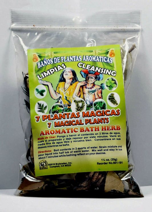 1 PC Aromatic Soothing Herbal Bath 7 Magical Plants Cleansing 7 PLANTAS MAGICAS LIMPIAS BANO DE PLANTAS AROMATICAS - Made in USA - 1 OZ Beauty and Personal Care Brybradan