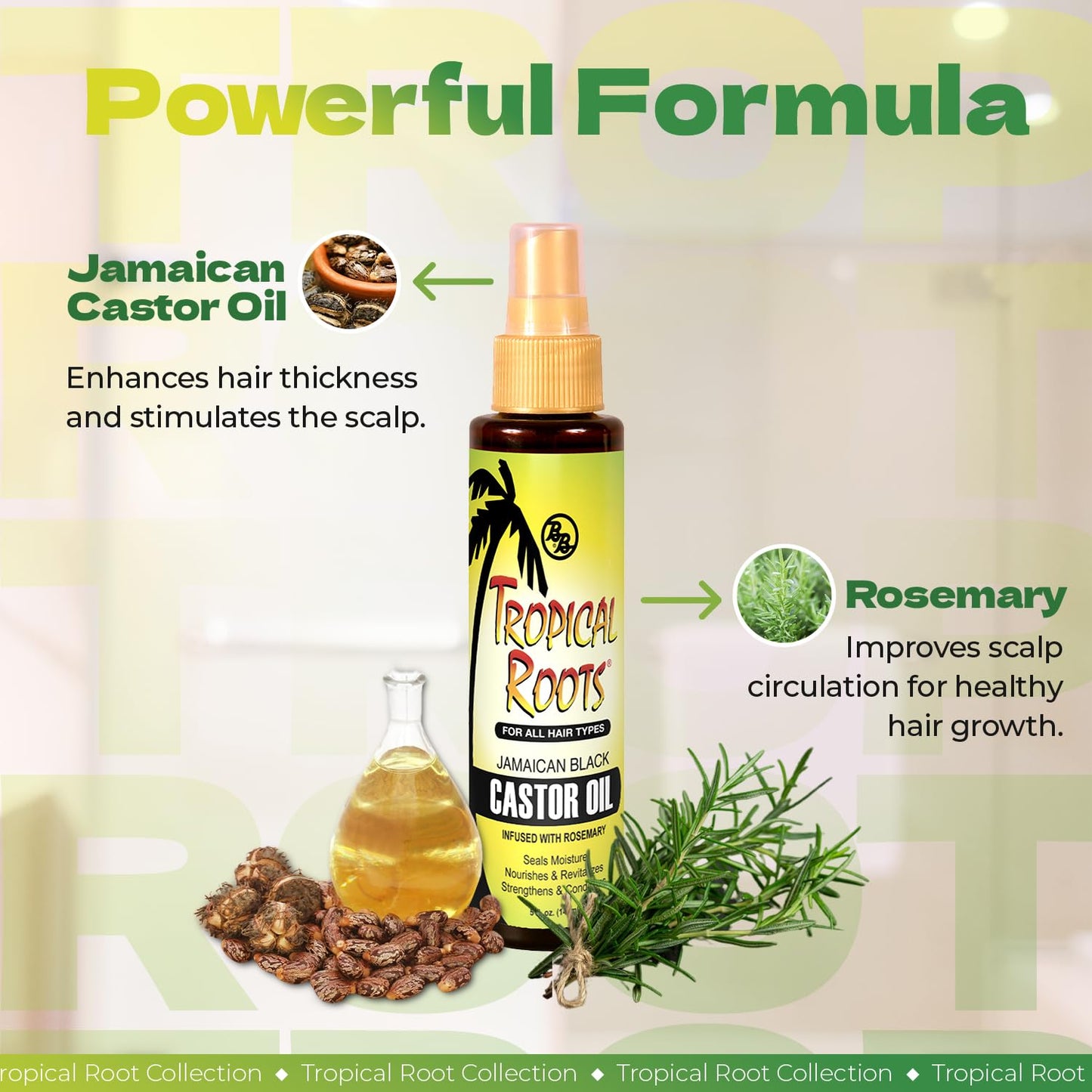 Bronner Brothers Tropical Roots Black Castor, OIL, Rosemary, 5 Fl Oz Beauty & Personal Care Bronner Bros
