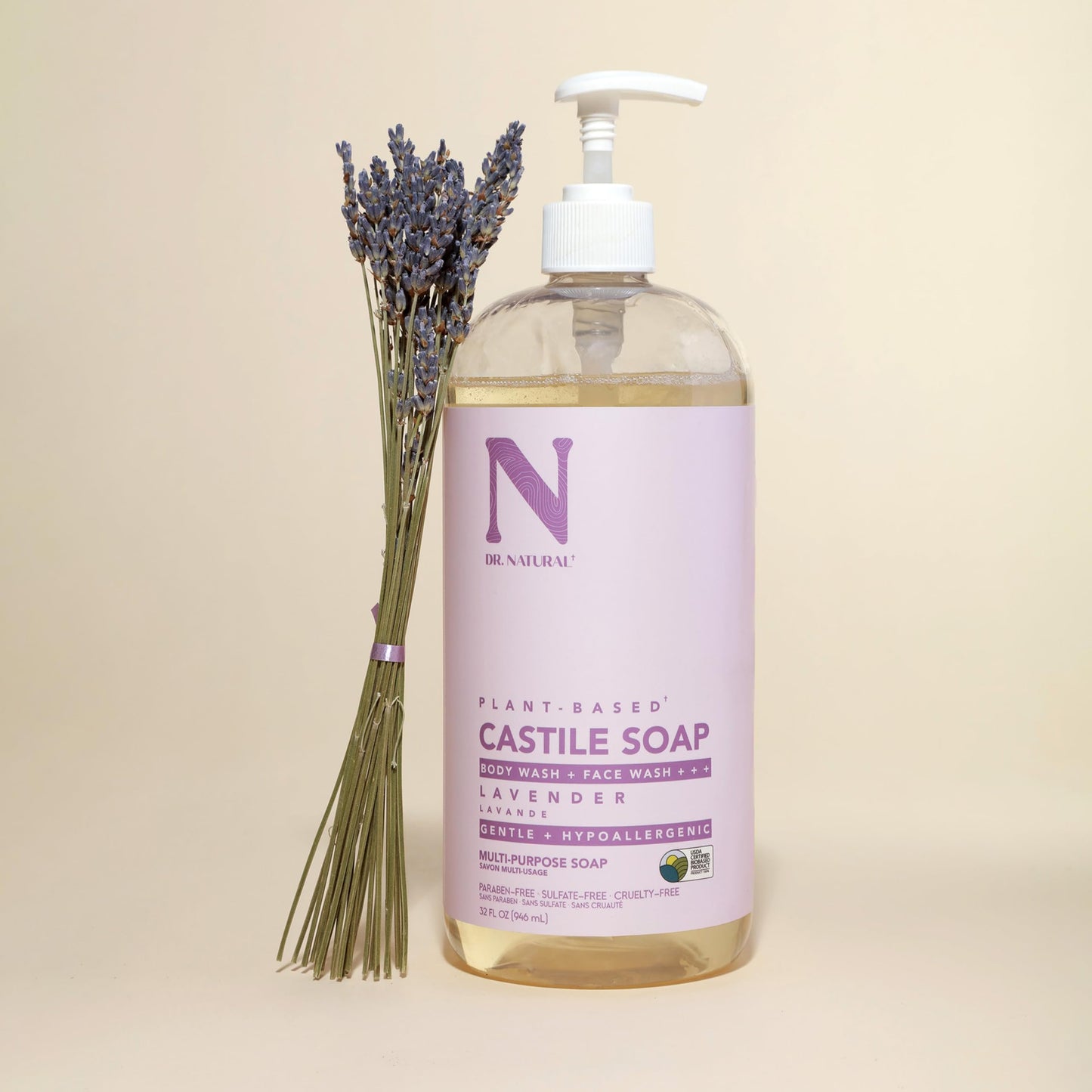 Dr. Natural Castile Liquid Soap, Lavender, 2 pc - Sulfate-Free, Paraben-Free, Cruelty-Free Multi-Purpose Soap with Shea Butter, Coconut Oil, Olive Oil Beauty & Personal Care Dr. Natural