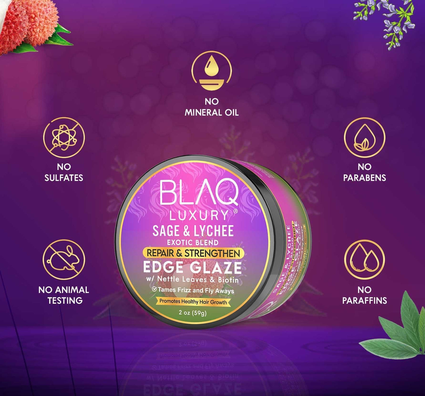 Blaq Luxury Sage & Lychee Repair and Strengthen Edge Glaze - 2oz Beauty & Personal Care Blaq Luxury