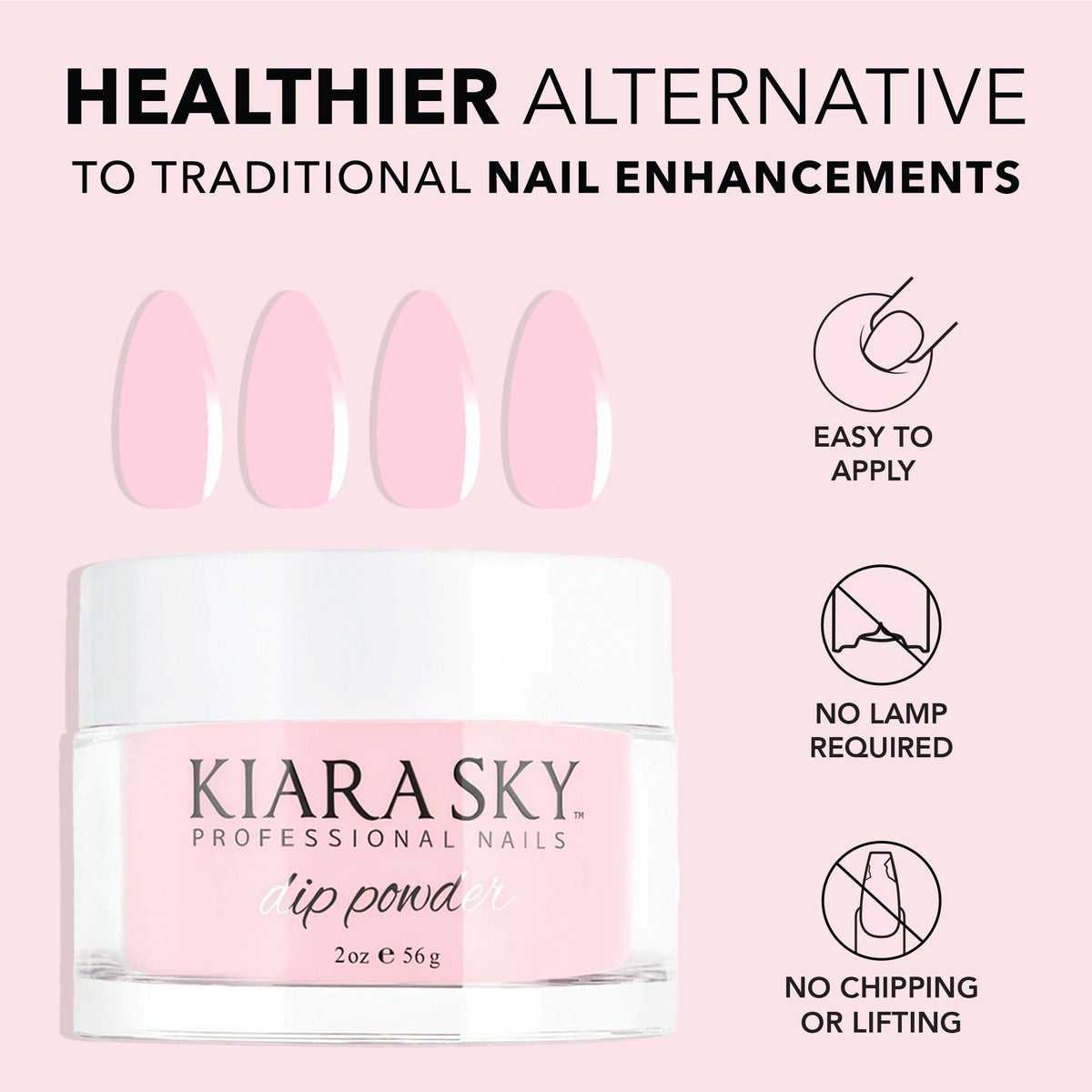 Kiara Sky Professional Nails Essential Dip Powder - Medium Pink 2oz - Perfect for French Manicures