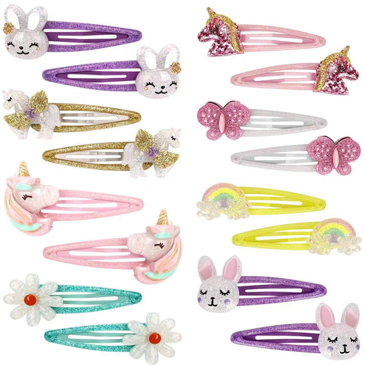 Wingchold 16Pcs Girls Unicorn, Butterfly, Flower, Rabbit Hair Clips - Sparkly Rainbow Hair Accessories for Toddlers, Kids, Hair Clips for Party Beauty & Personal Care Wingchold