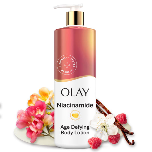 Olay Body Lotion for Women, Age Defying with Niacinamide Serum, Visibly Reduce Signs of Skin Aging, 24hr Moisture & Hydration, Fast Absorbing Formula Beauty & Personal Care Olay