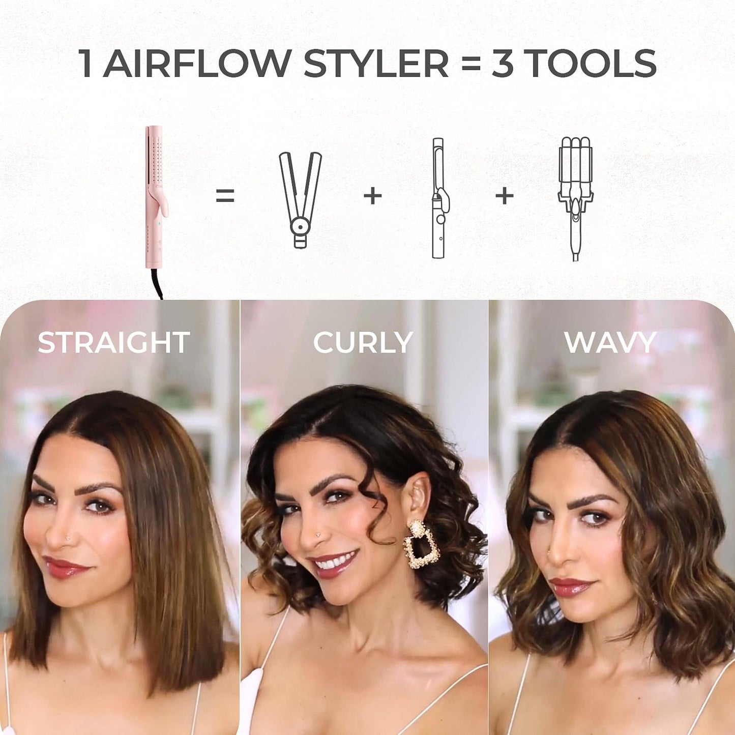 TYMO Airflow Curling Iron for Lasting Curls - Flat Iron Hair Straightener and Curler 2 in 1, Anti-Scald Ionic Curling Wand 1.25 Inch, 360° Cool Air, 5 Beauty & Personal Care TYMO