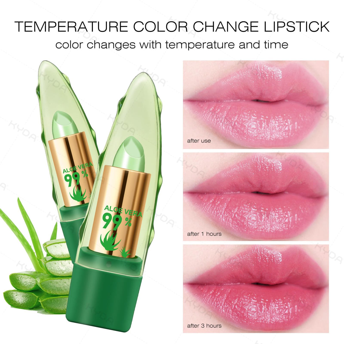 Ownest 3 Pcs Aloe Vera Lipstick, Magic Temperature Color Change Lipstick Lip Blam Moisturizing Long Lasting Lip Makeup, update packing Beauty Beauty & Personal Care Ownest