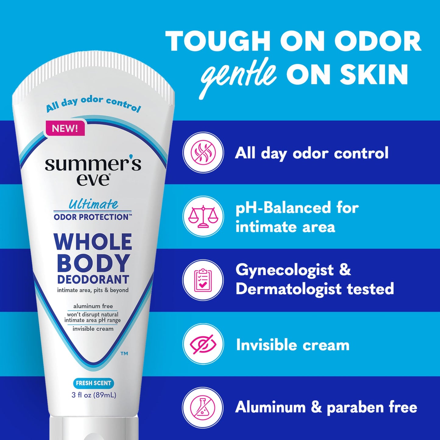 Summer's Eve Fresh Scent Whole Body Deodorant for Women, Aluminum-Free Ultimate Odor Control Cream, 3 Oz Beauty and Personal Care Summer's Eve