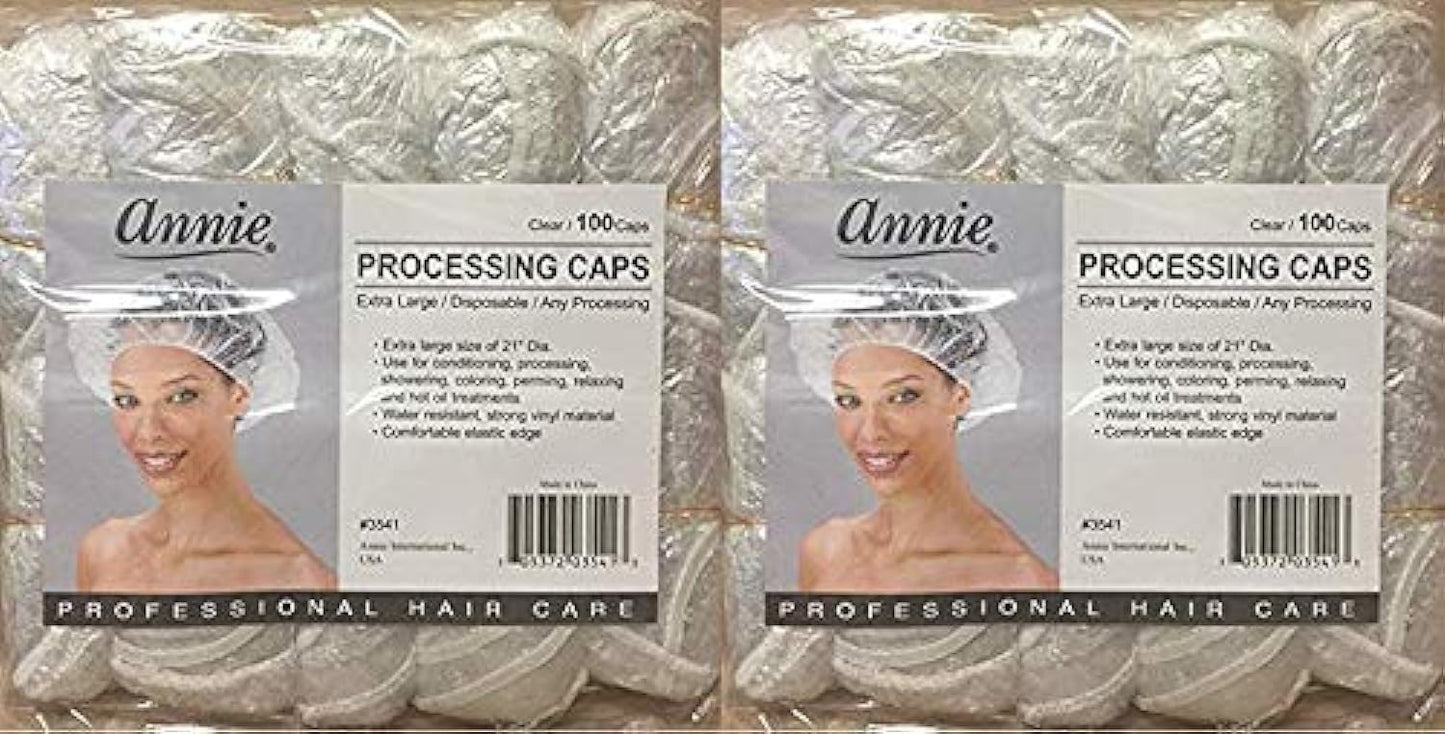 Annie - Processing Caps - Extra Large (21") - Clear - (100) Count - (2) Packs - Disposable - Any Processing Beauty and Personal Care Annie