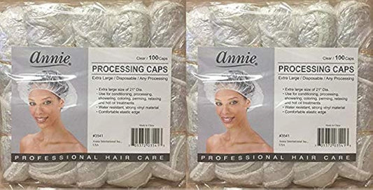 Annie - Processing Caps - Extra Large (21") - Clear - (100) Count - (2) Packs - Disposable - Any Processing Beauty and Personal Care Annie
