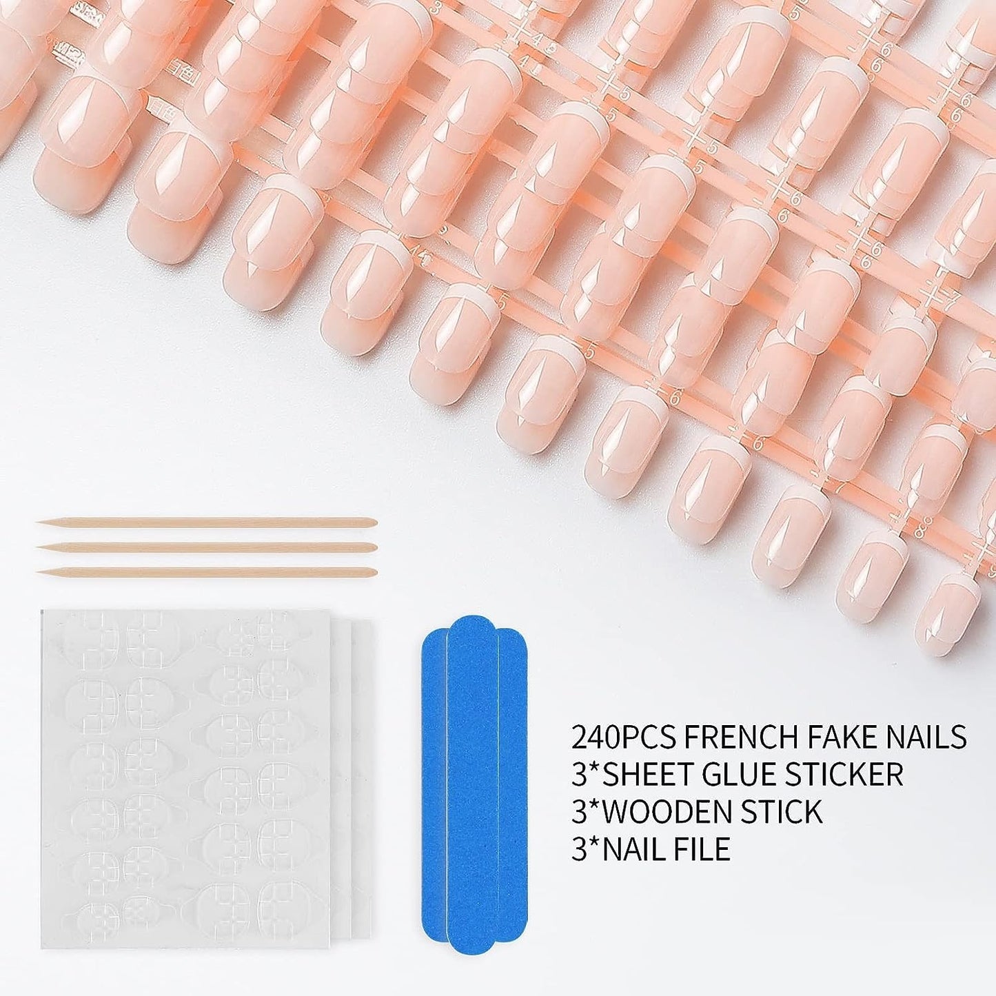 LIARTY 240 Pcs Natural French Short False Nails 12 Size Acrylic Full Cover Nails with Simple Case Press on(240Pcs) Beauty & Personal Care LIARTY