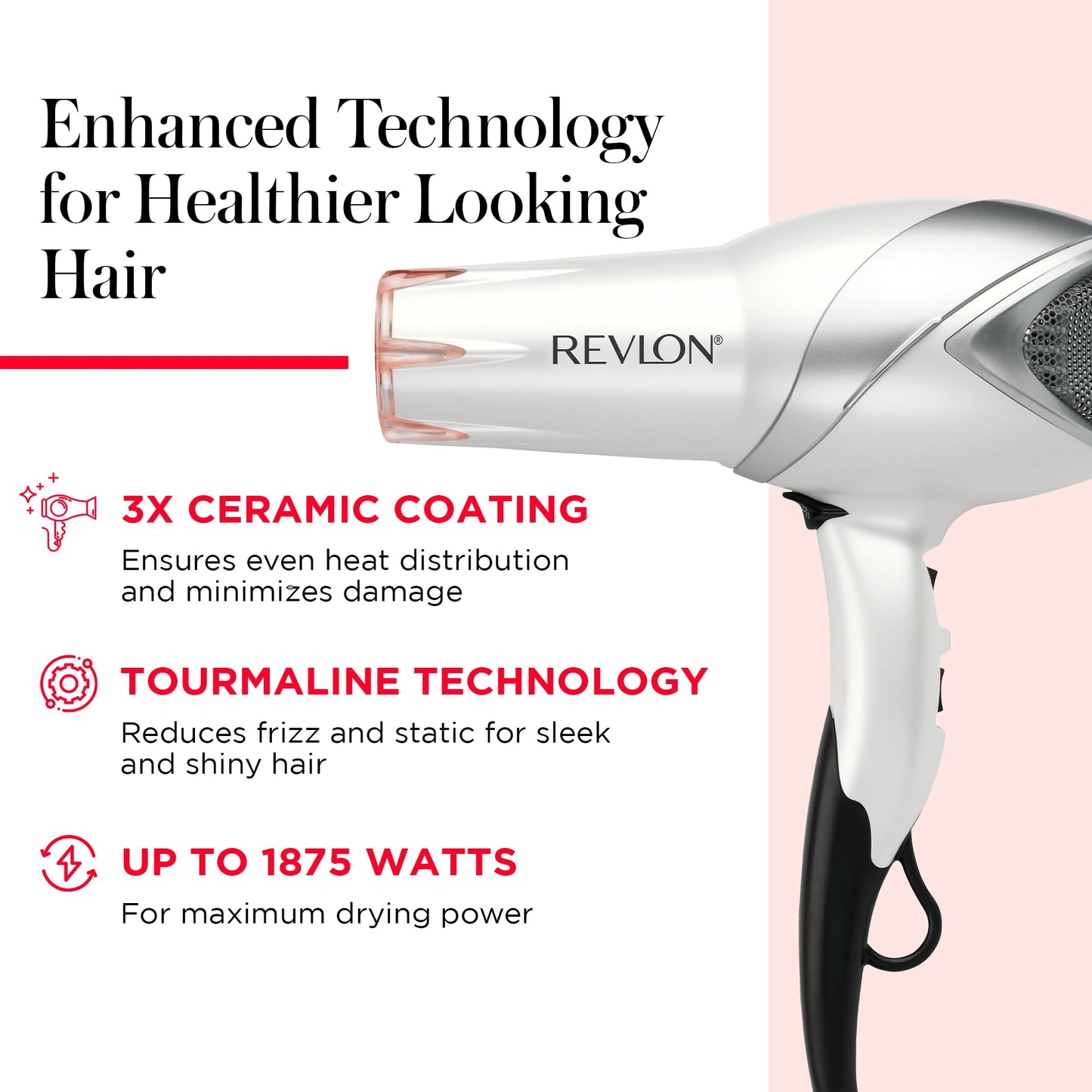 REVLON Infrared Hair Dryer with Diffuser & Concentrator - Ionic Ceramic Blow Dryer for Frizz Control, Shine, Soft Hair & Moisture Protection - 1875W Beauty & Personal Care REVLON