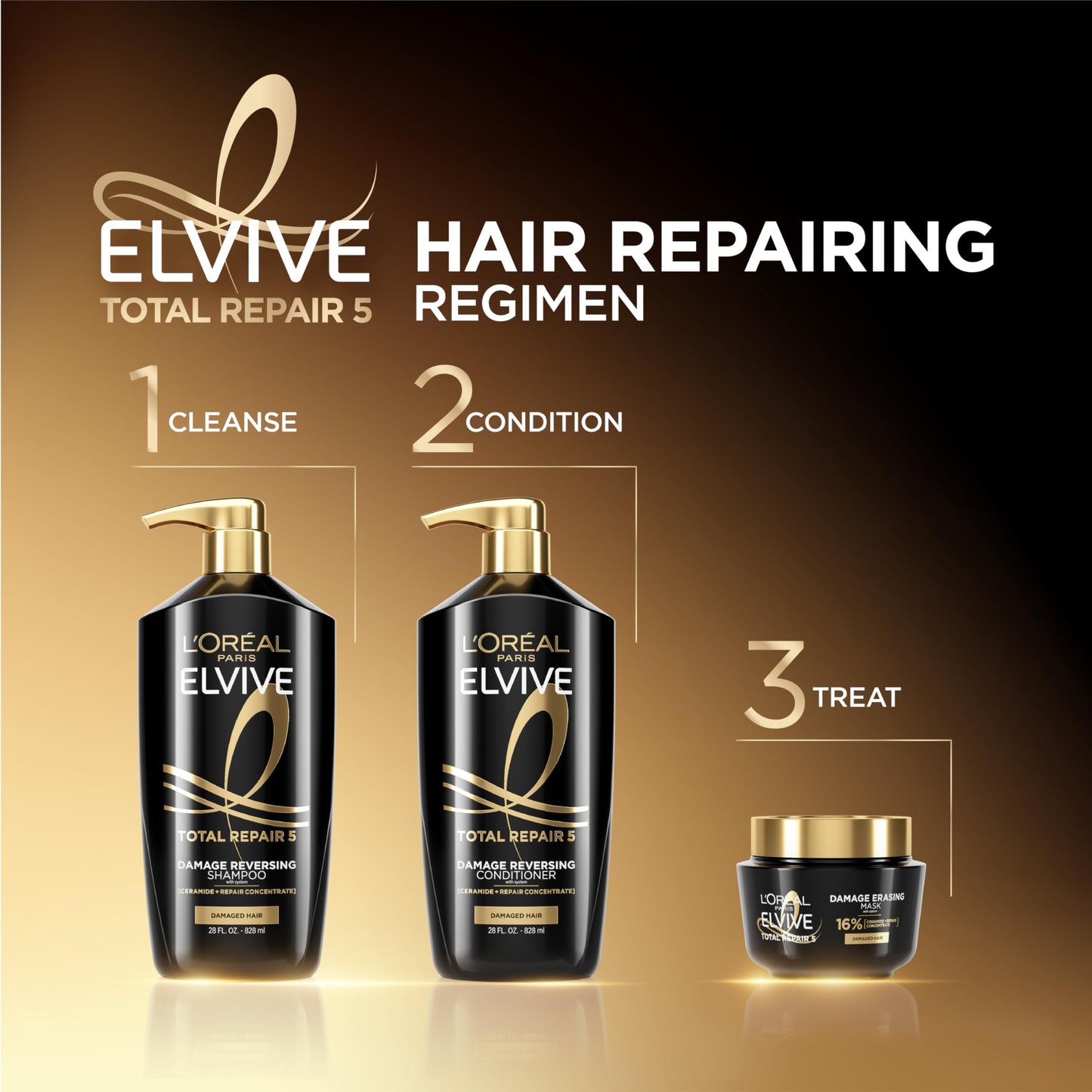 L'Oreal Paris Hair Care Elvive Total Repair 5 Damage Erasing Balm, Conditioning Hair Mask for Damaged Hair, with Almond and Protein, 8.5 fl; oz, (Pack Beauty & Personal Care L'Oreal Paris