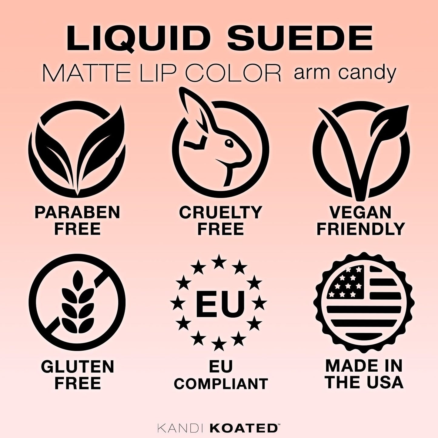Kandi Koated Liquid Suede Lipstick [Arm Candy] Liquid Matte Lip Color | Intense Color Options, Non-Sticky, Paraben-Free, Cruelty-Free | Beauty Beauty & Personal Care Kandi