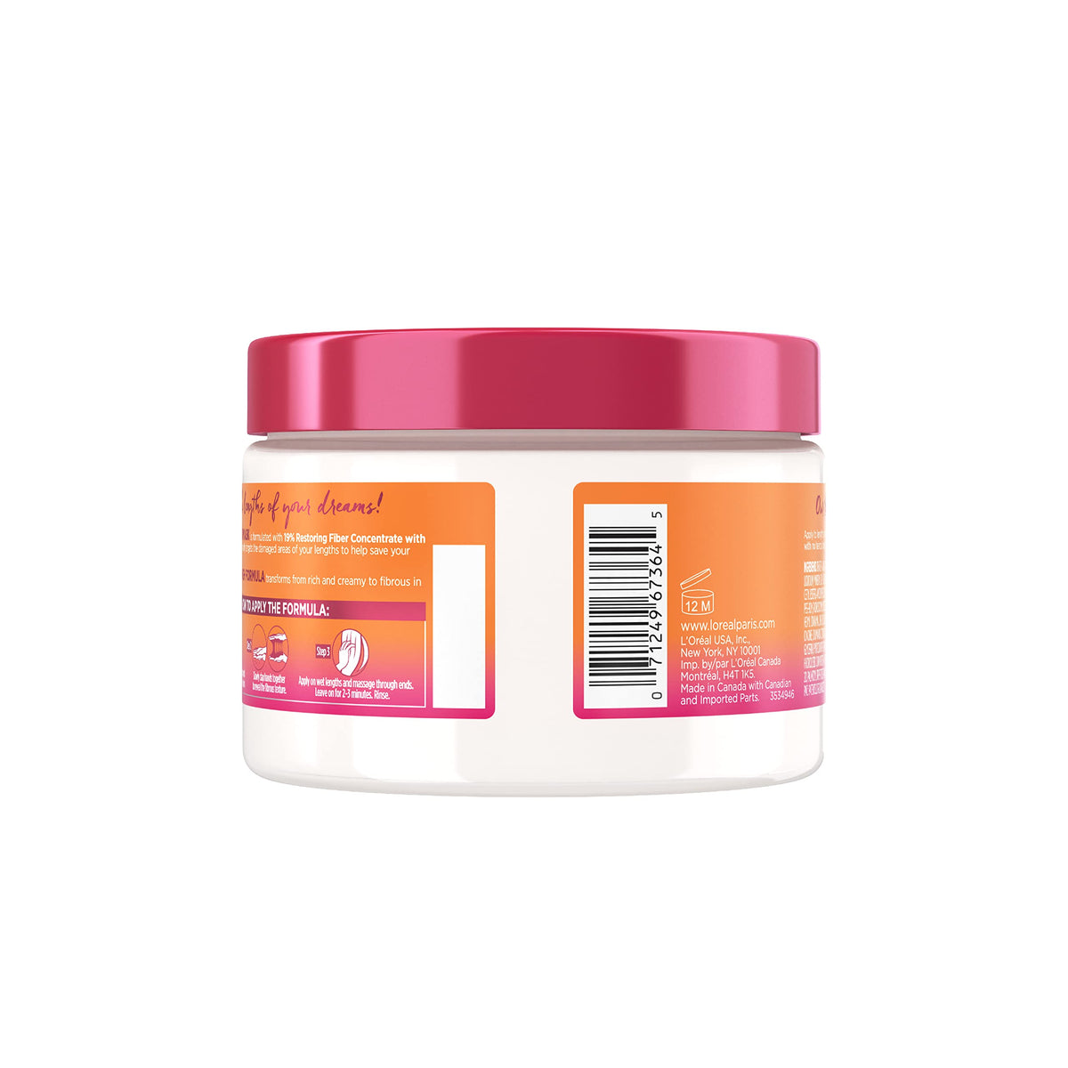 L'Oreal Paris Elvive Dream Lengths Savior Fiber Hair Mask with Collagen Peptides Concentrate to Revive and Restore, 3 Min Hair Treatment Formula, 12