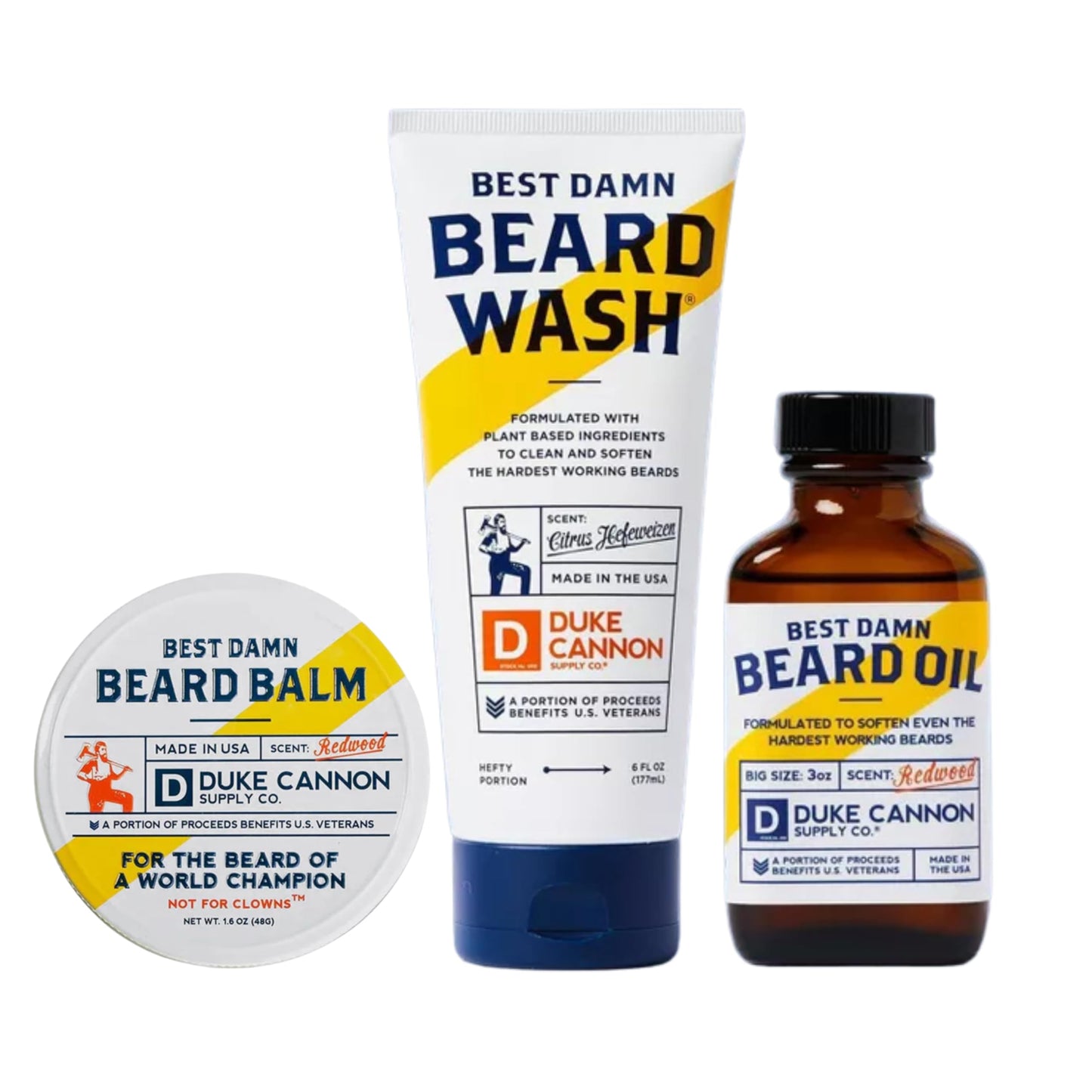 Duke Cannon Supply Co. Beard Care Collection for Men, Citrus Hefeweizen Scent - Featuring Premium 6 Fl oz. Beard Wash, 1.6 oz. Balm, & 3 oz. Oil, 3 Beauty and Personal Care Duke Cannon Supply Co.