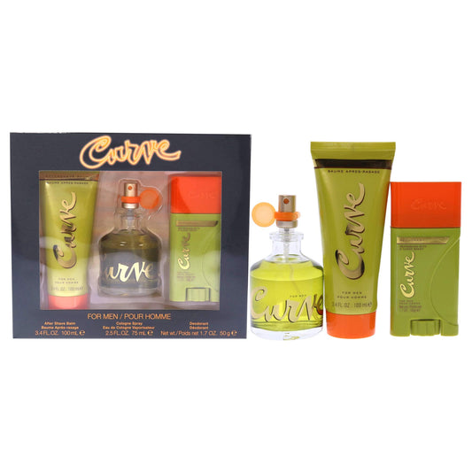 Curve Curve for Men, Men's Fragrance 3 Piece Gift Set, 2.5 Fl. Oz. Eau De Cologne, 3 Count, aftershave/deodorant Beauty & Personal Care Curve