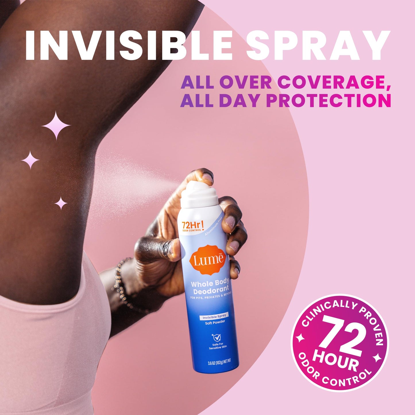 Lume Invisible Spray Deodorant For Women Two Pack - Full Size & Mini Whole Body Deodorant Spray - 72 Hr Odor Control - Aluminum & Baking Soda Free - 2 Beauty and Personal Care Lume