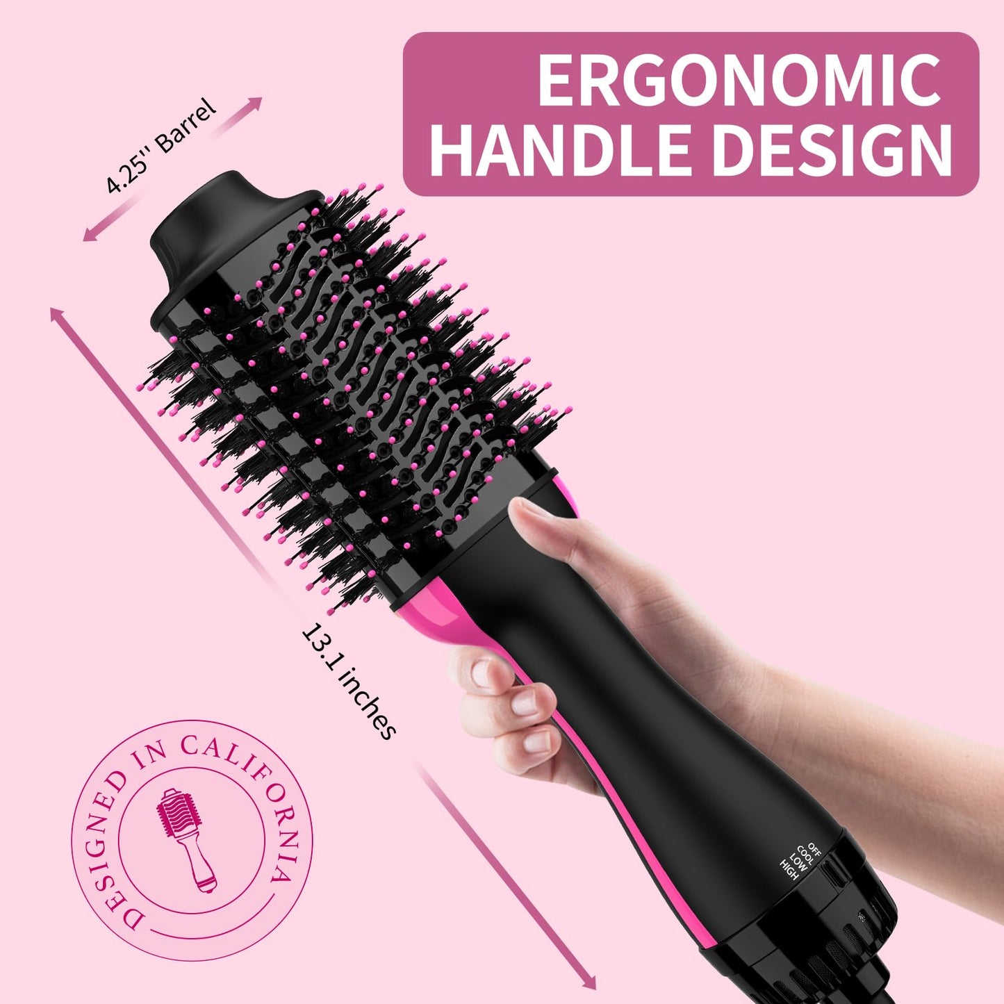 Dual Voltage Hair Dryer Brush with Negative Ion Anti-frizz Styler - Hot Air Volumizer for 110V-120V/220V-240V European and Travel Use Beauty & Personal Care Umeely