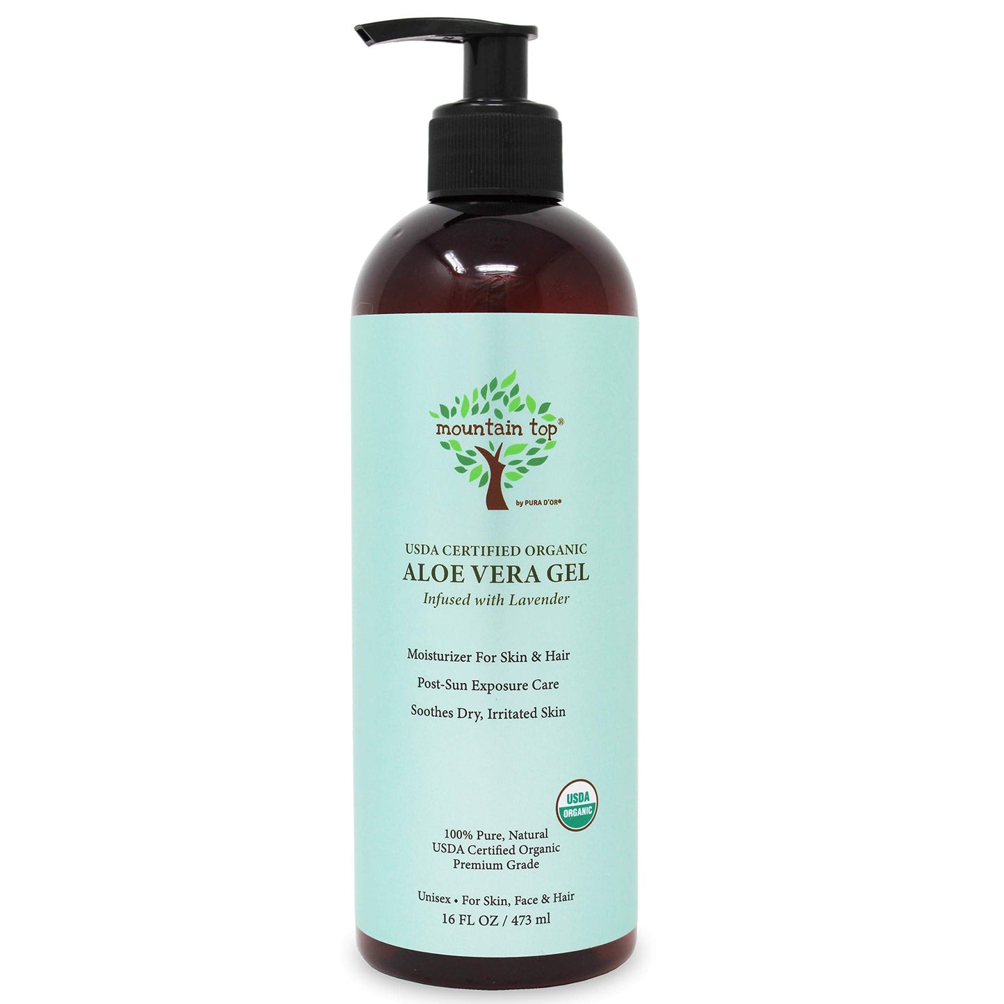 MOUNTAIN TOP Organic Aloe Vera Gel (16 fl oz / 473 mL) USDA Certified 100% Pure & Natural - For Extremely Dry & Itchy Skin Beauty & Personal Care Mountain Top