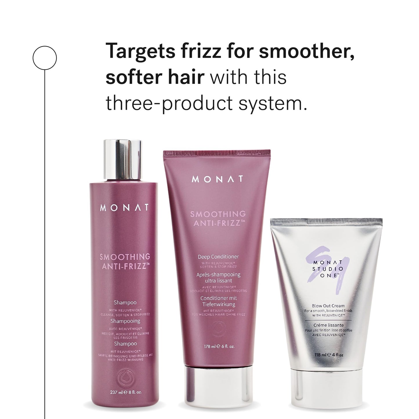 MONAT Smoothing Anti Frizz Shampoo, Deep Intensive Treatment & Blow Out Cream - Frizzy Hair Care Pack - Vegan, Natural, Heat Damage Protection Beauty & Personal Care MONAT