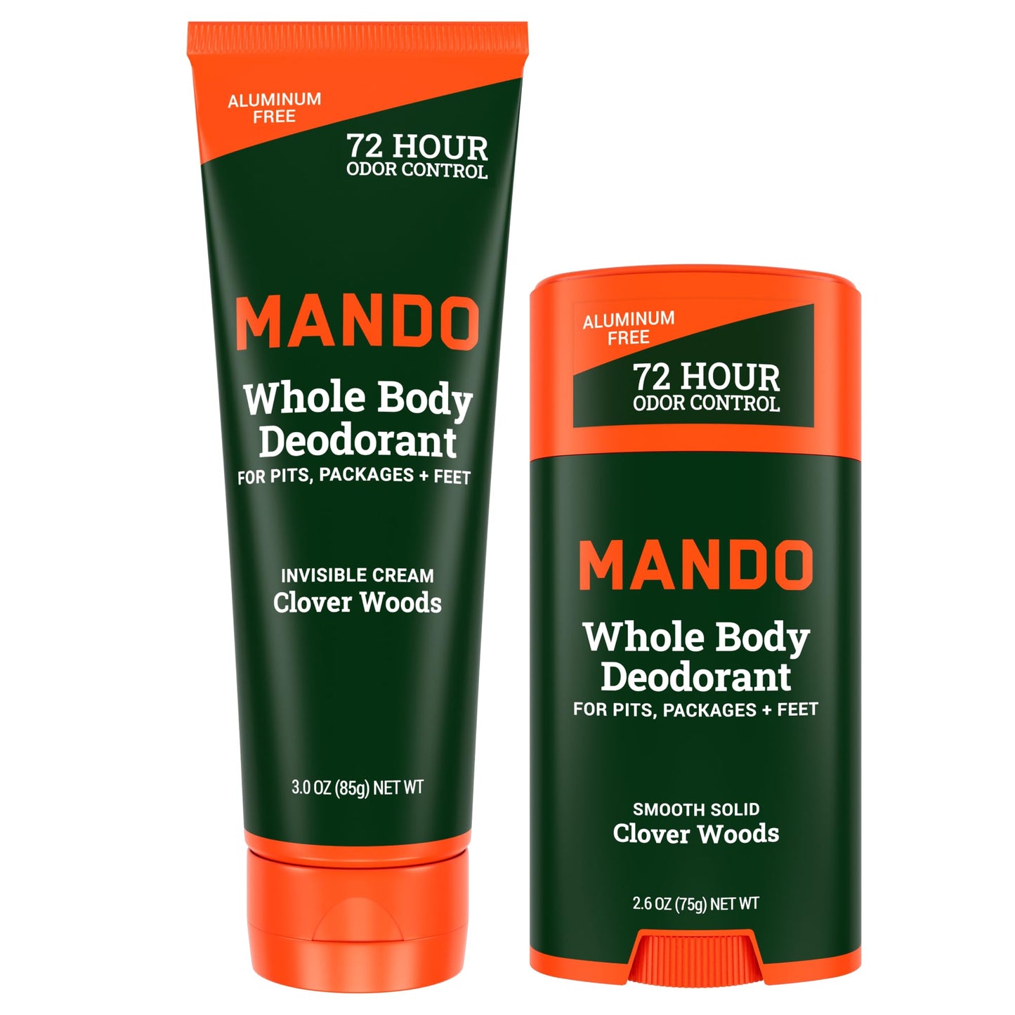 Mando Whole Body Deodorant - Invisible Cream Tube and Solid Stick - 72 Hour Odor Control - Aluminum Free, Baking Soda Free, Skin Safe - 3.0 Oz Tube Beauty and Personal Care Mando