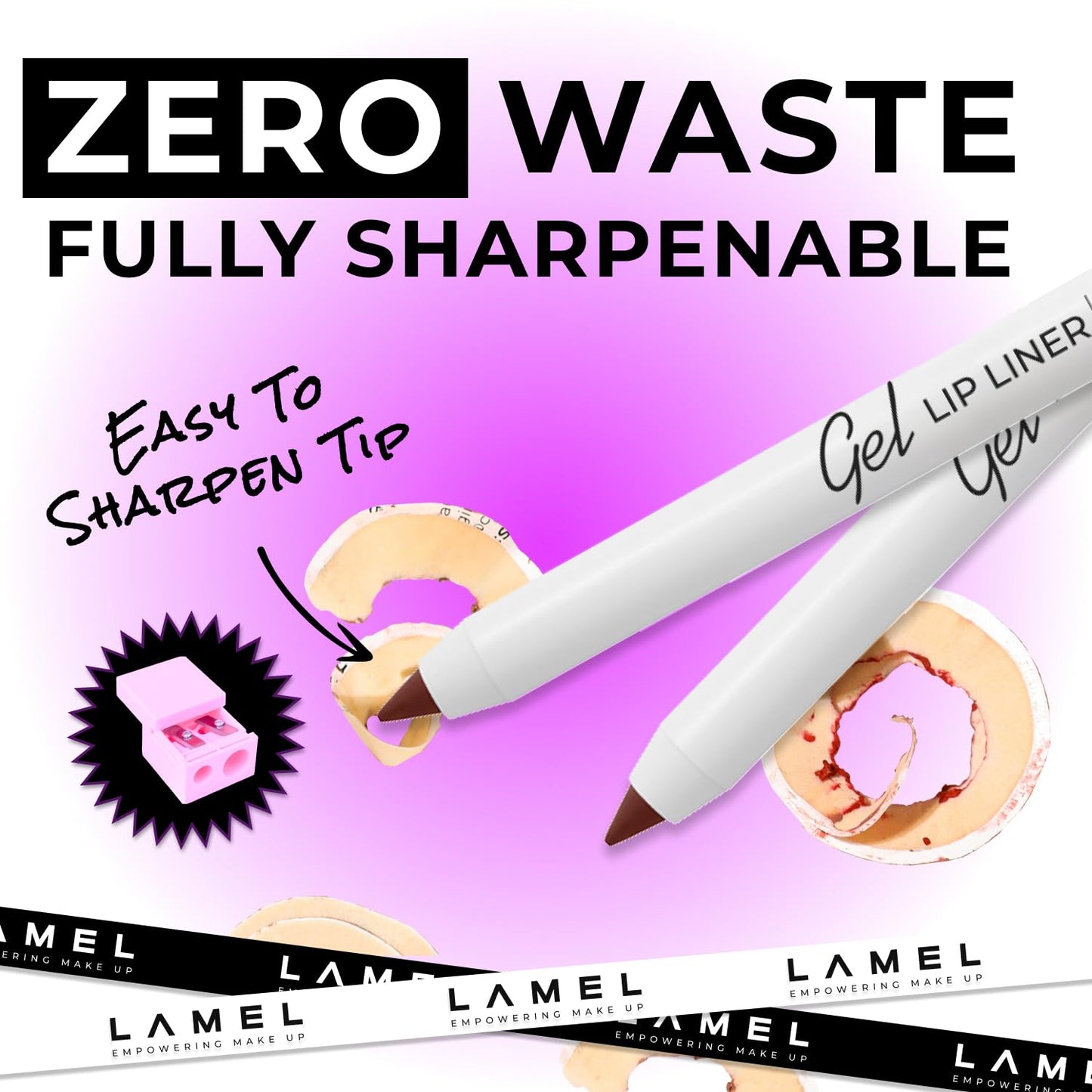 Lamel Gel Lip Liner Pencil - Intense Brown - 2-in-1 Waterproof Lip Liner - 8-Hour Wear, Creamy Texture, Sharpenable, High Pigment - Provides Smooth Beauty & Personal Care Lamel