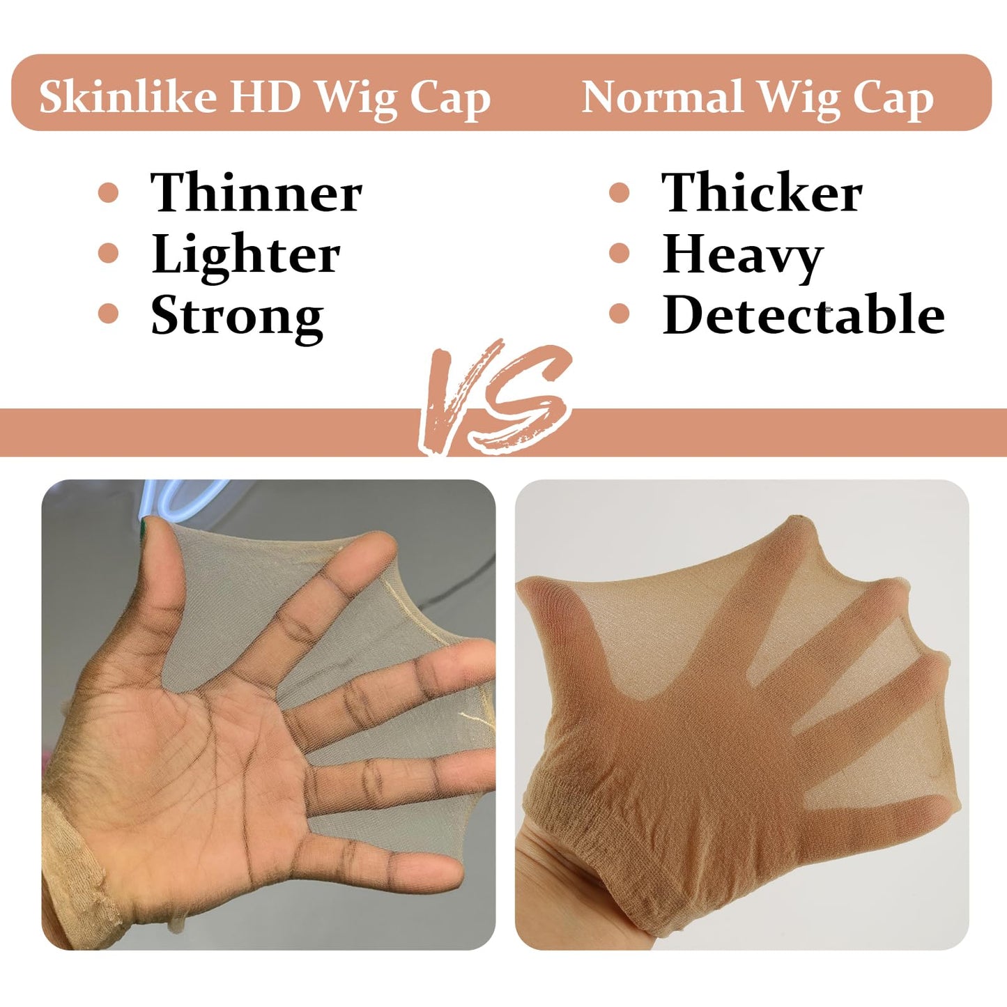 BEEOS Skinlike HD Wig Cap, 4 Pieces Invisible and Sheer Breathable Ultra-thin Stretchy Stocking Caps for Lace Front Wigs Beauty and Personal Care BEEOS