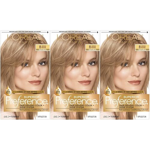 L'Oreal Paris Superior Preference Fade-Defying + Shine Permanent Hair Color, 8 Medium Blonde, Pack of 3, Hair Dye Beauty & Personal Care L'Oreal Paris