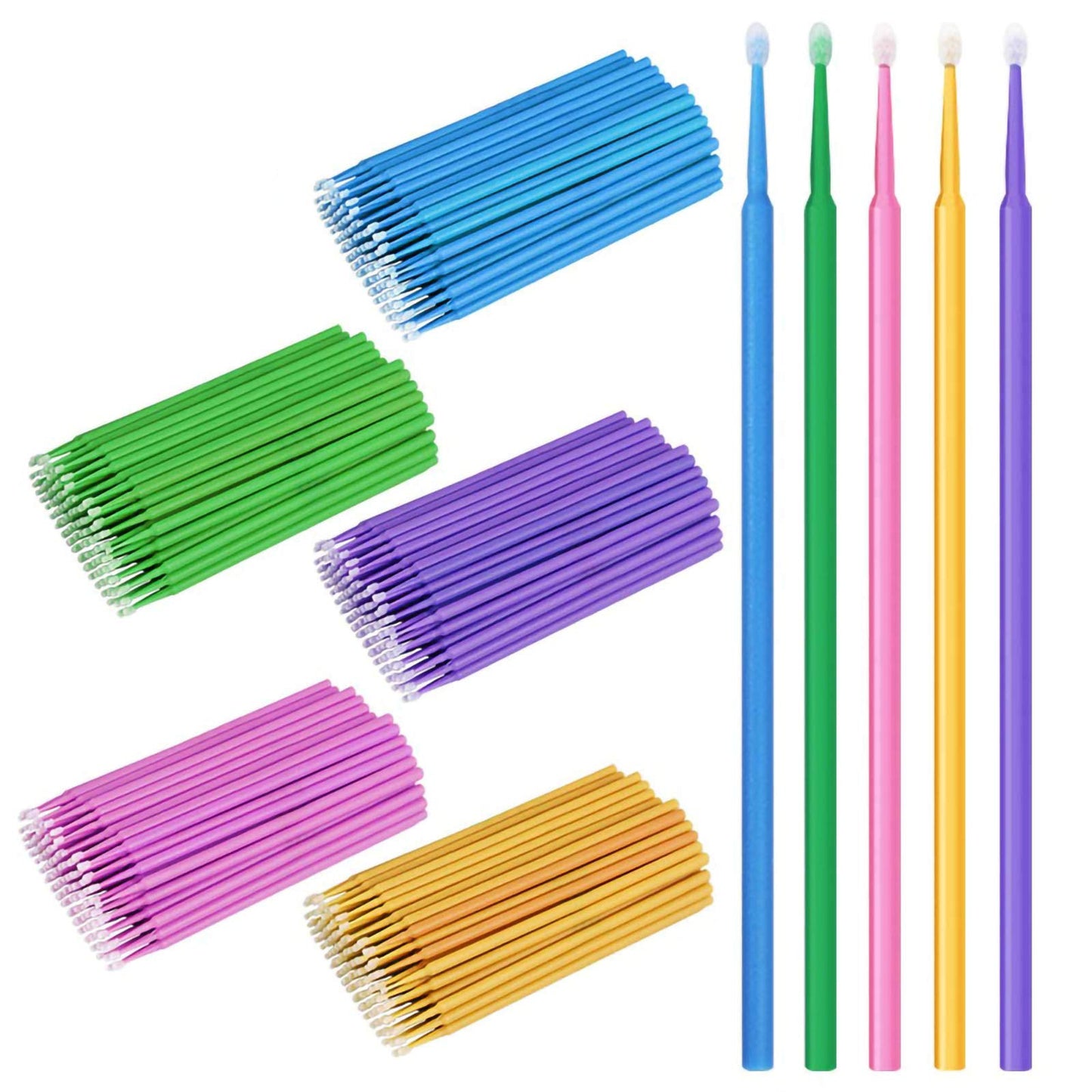 500 PCS Disposable Micro Applicator Brush Bendable Makeup Brush Mascara Brush for Eyelash Extensions, 5 Colors (Head Diameter: 2.5/2.0/1.5 mm) Beauty & Personal Care Aniann