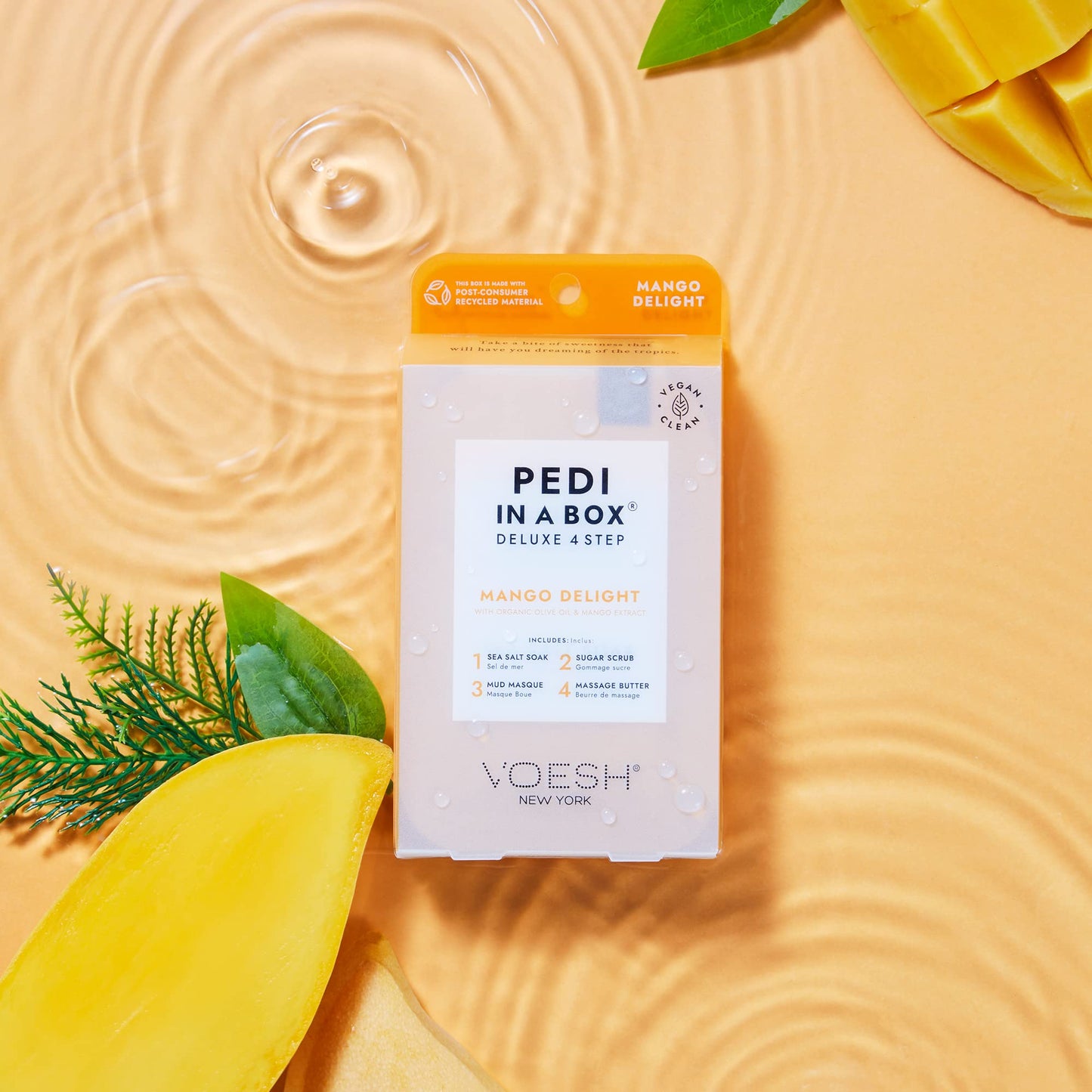 VOESH Pedi in a Box 4 Step Fruity Trio - 3 Pack of Mango Delight, Tangerine Twist & Vitamin Recharge Pedis, Home Pedicure, Vegan Foot Care, DIY Pedi Beauty & Personal Care VOESH