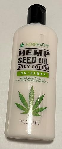 HEMPHAPPY Hemp Seed Oil Body Lotion, Original Formula, Moisture Quench Non-Greasy Fast Absorbing Hydration, 12 FL OZ Beauty & Personal Care HEMPHAPPY