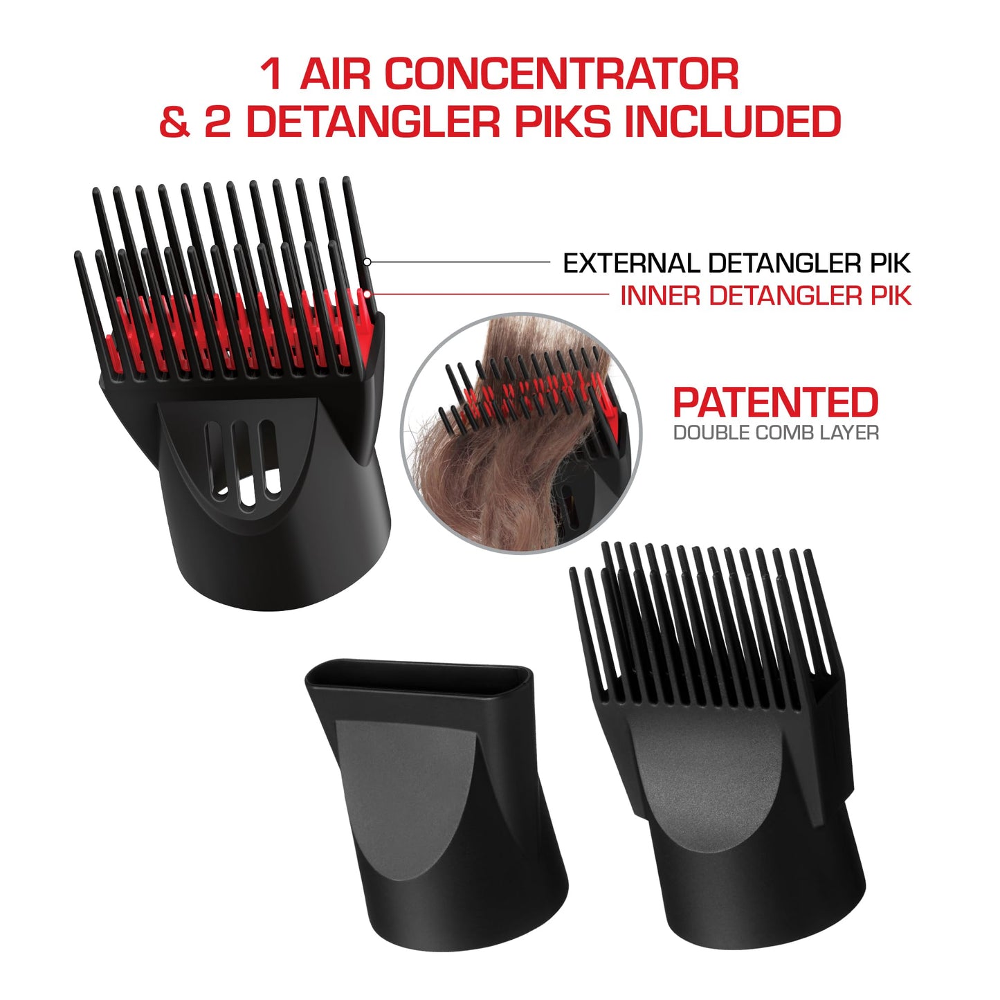 RED by Kiss Handle-Less 2200W Ceramic Tourmaline Hair Dryer, 3 Heat Settings, Pro Blow Dryer with Comb Attachment, Ionic for Frizz-Free Shine Beauty & Personal Care Red by Kiss